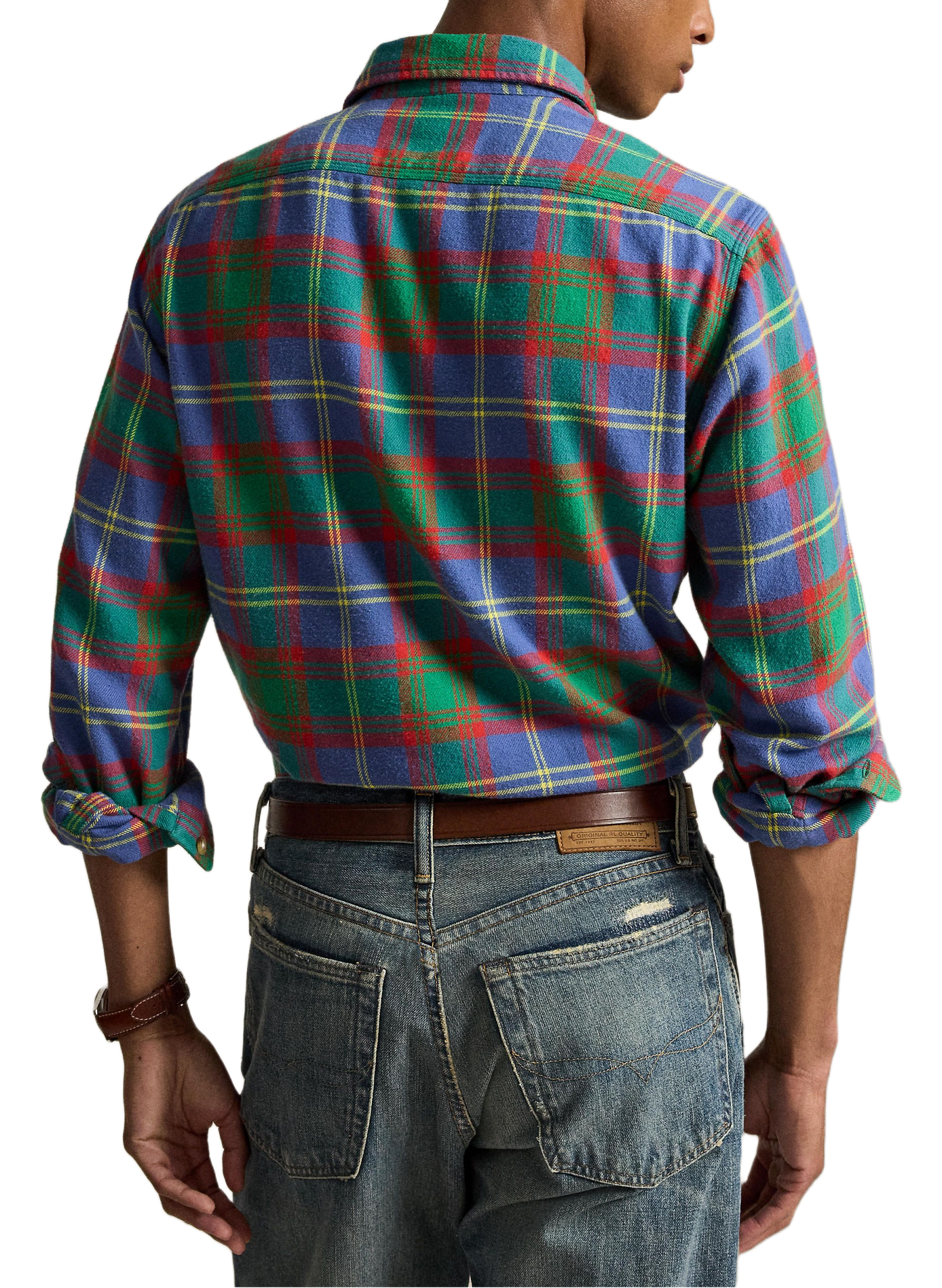 Chemise droit col classique à carreaux en coton POLO RALPH LAUREN Bleu