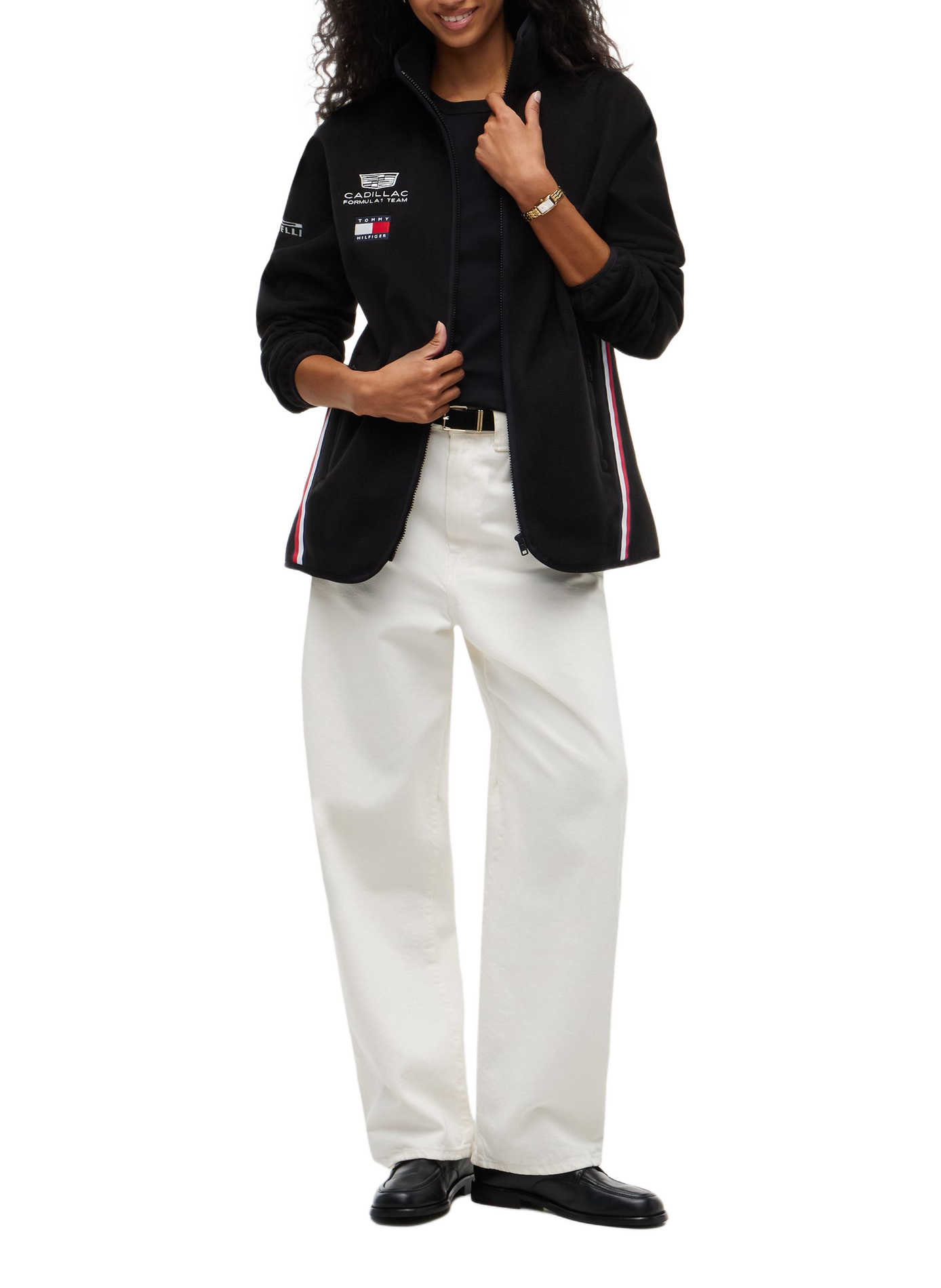 Einfarbige Zipjacke mit Stickereien TOMMY HILFIGER Schwarz