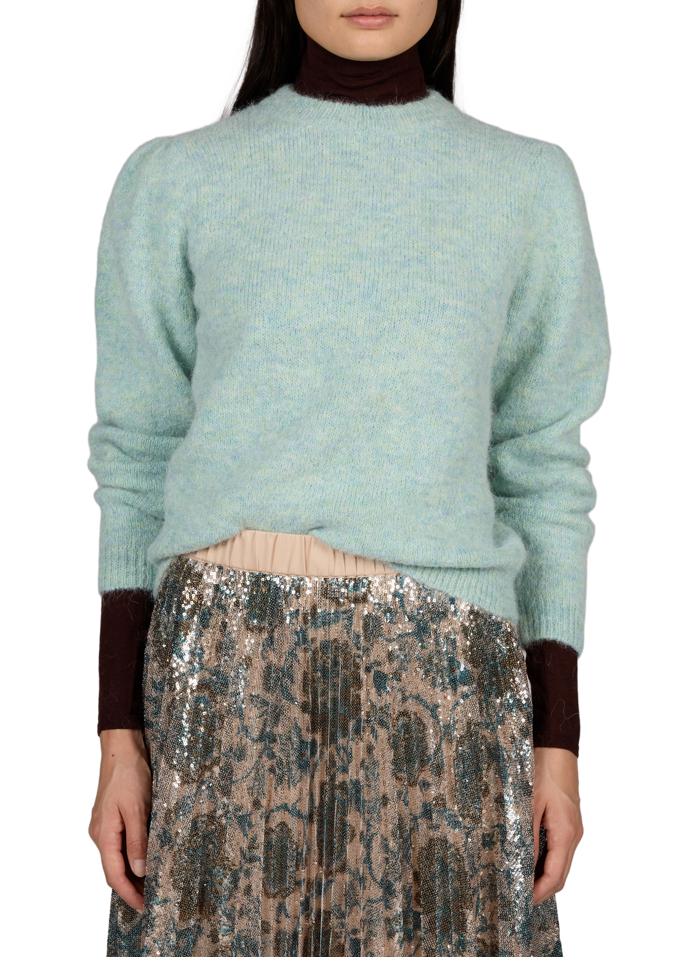 Fitzgerald oversized round neck wool blend sweater PETITE MENDIGOTE Blue