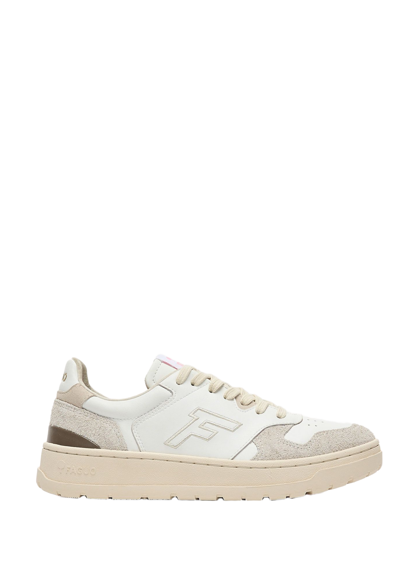 Mixed leather low-top sneakers FAGUO Beige