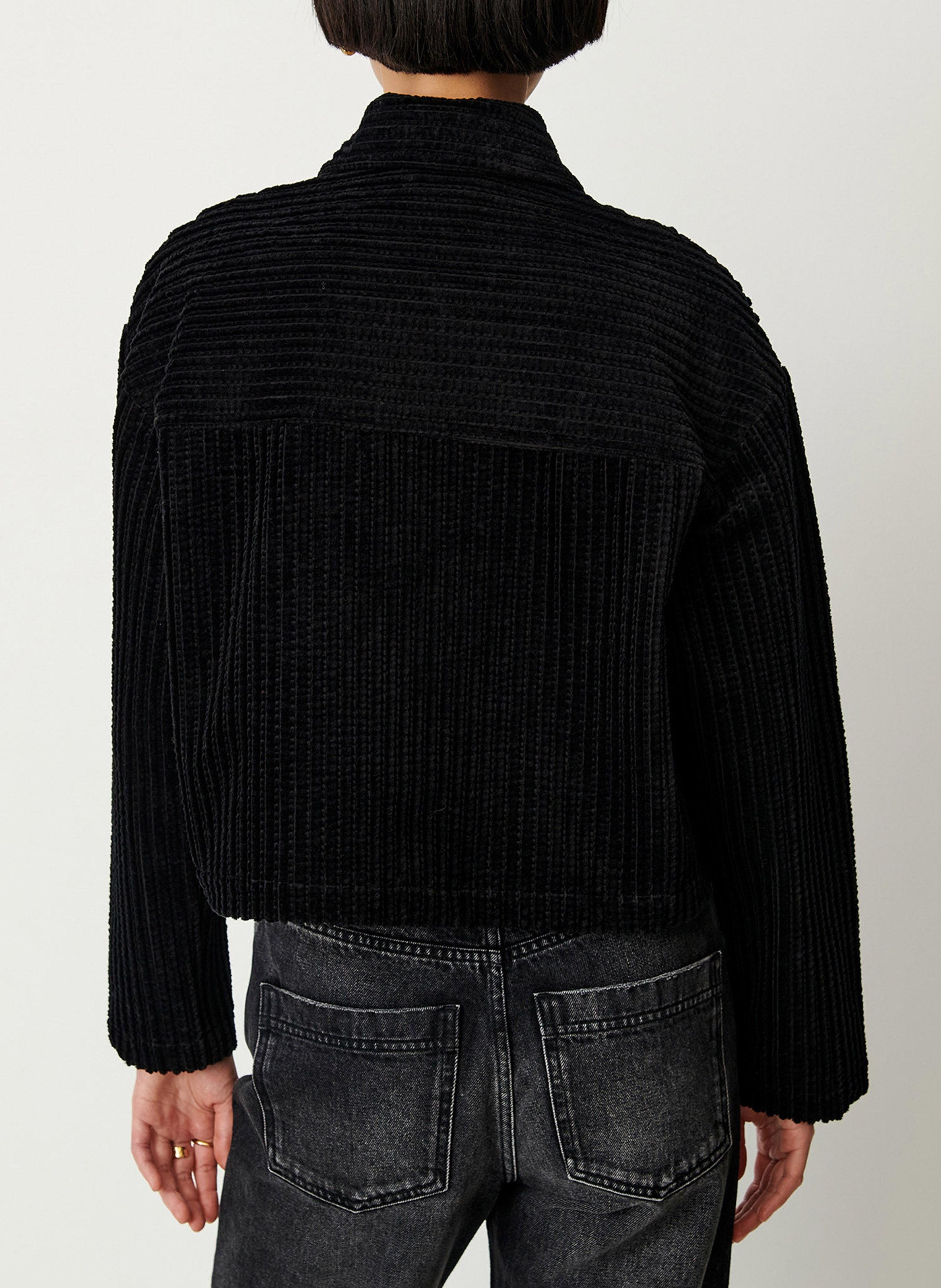 Veste courte en coton mélangé côtelé jonora SESSUN Noir
