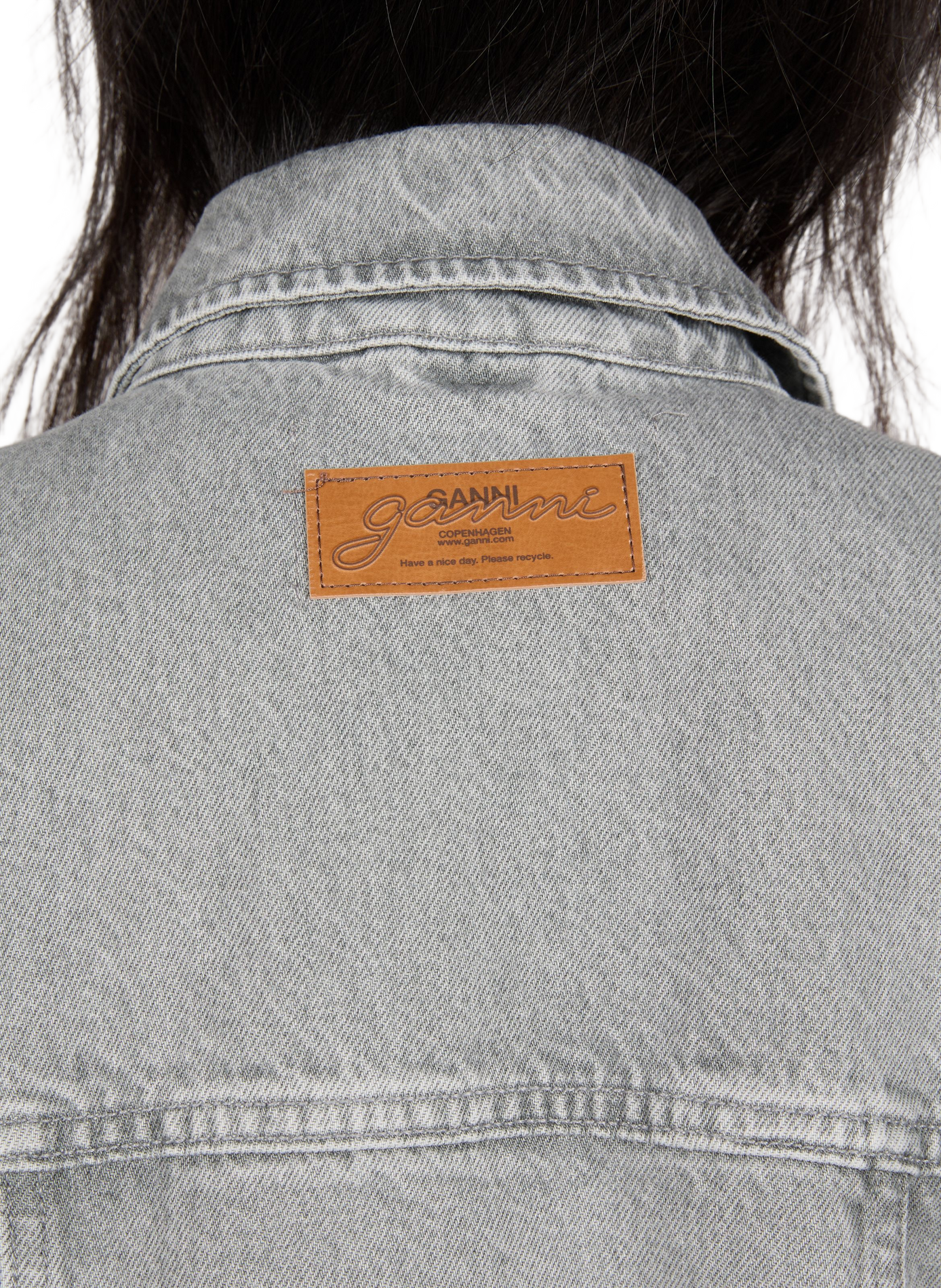 Straight cotton denim jacket GANNI Grey