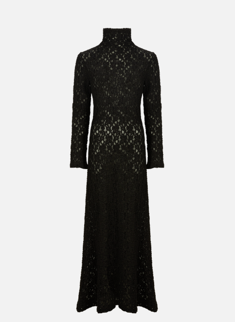 فستان طويل من الدانتيل باللون الأسود من chloé 