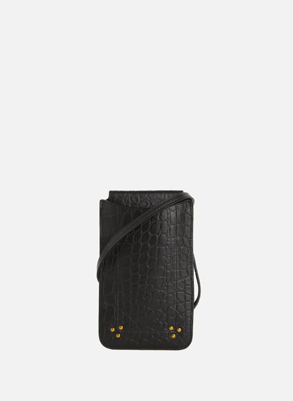 Leather phone pouch Black by JÉRÔME DREYFUSS JÉRÔME DREYFUSS Leather phone pouch Black