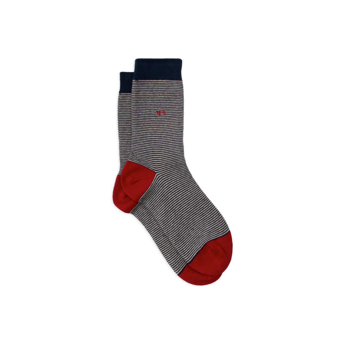 Chaussettes en coton peigné rayées  Bleu, blanc et rouge