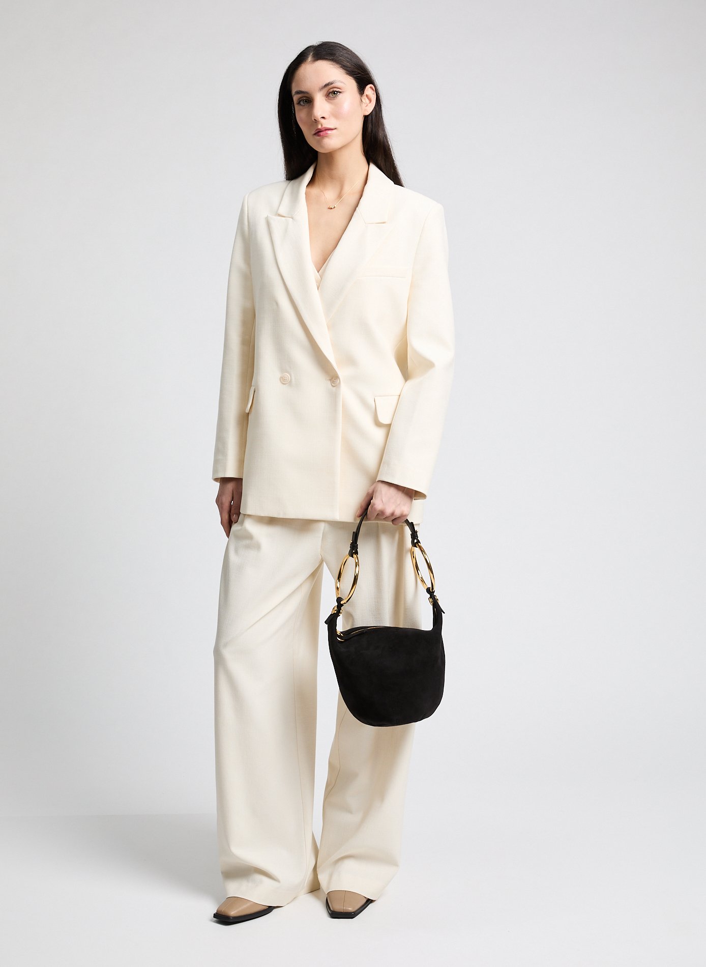 Petit sac à main porté épaule en cuir suédé CHLOÉ Noir