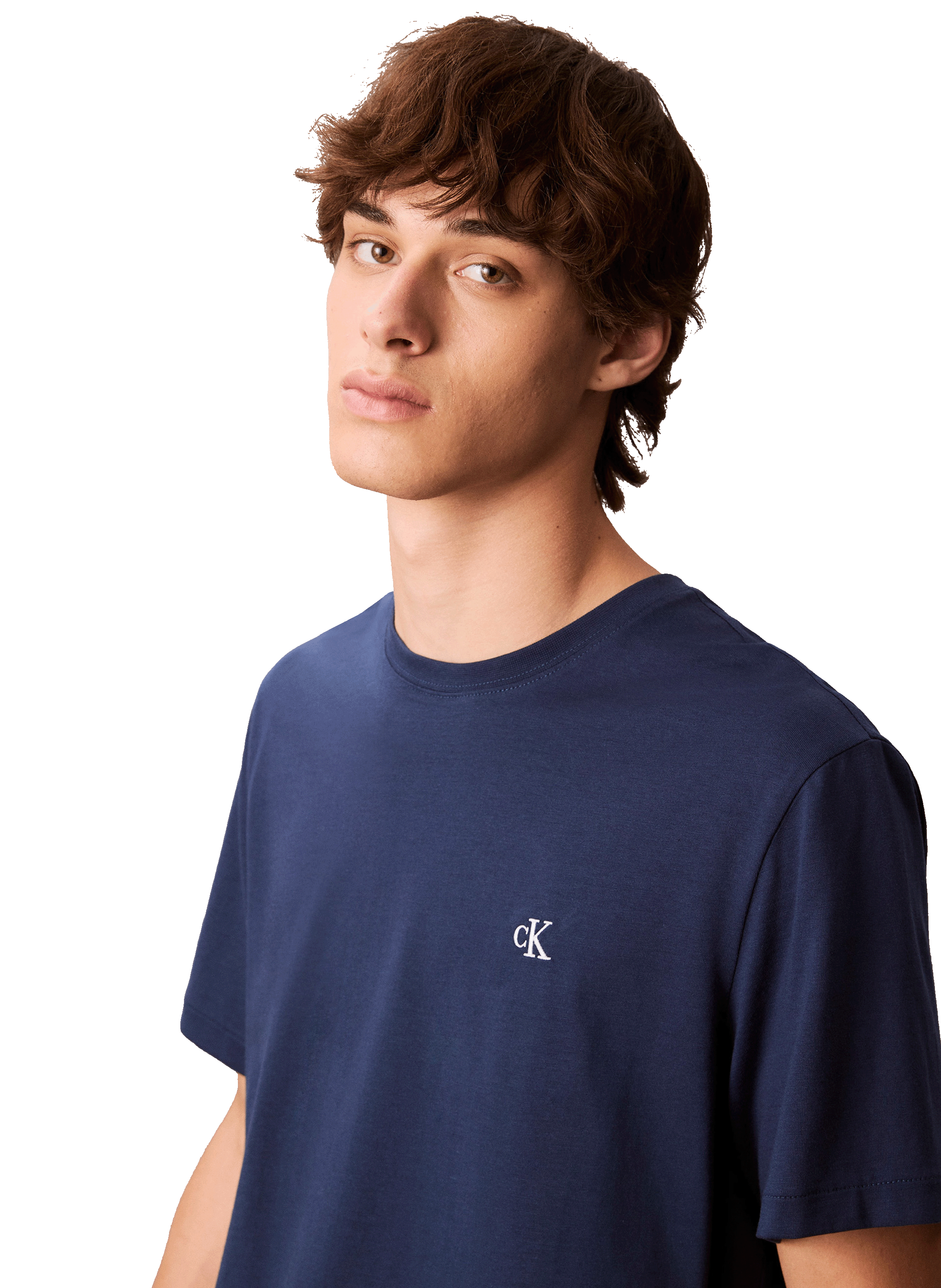 T-shirt à col rond en coton CALVIN KLEIN Bleu