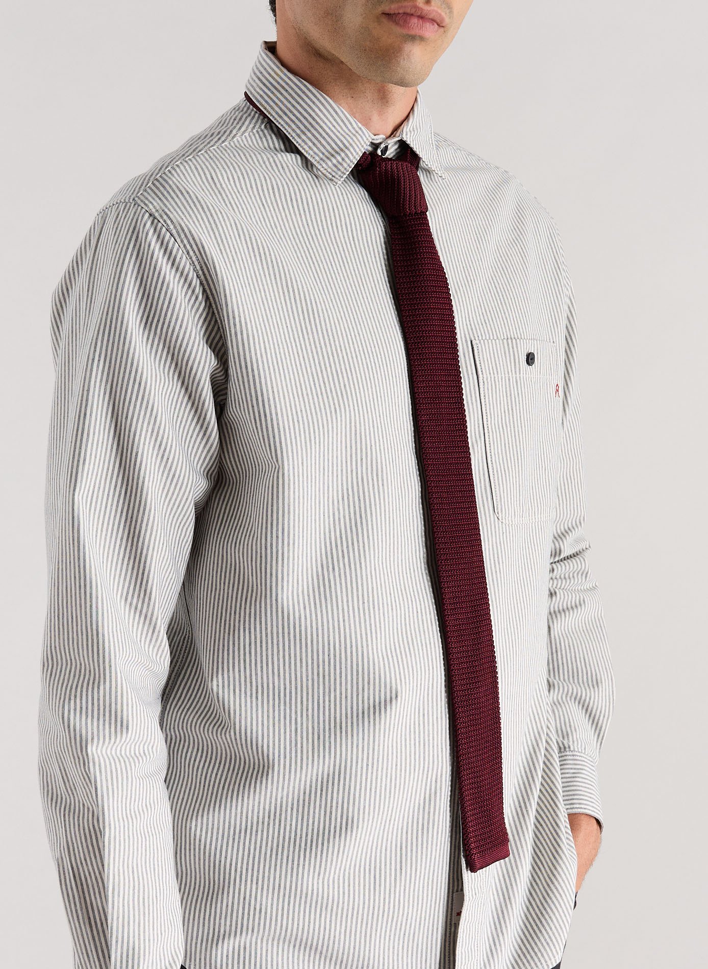 Straight knitted silk tie AU PRINTEMPS PARIS Red