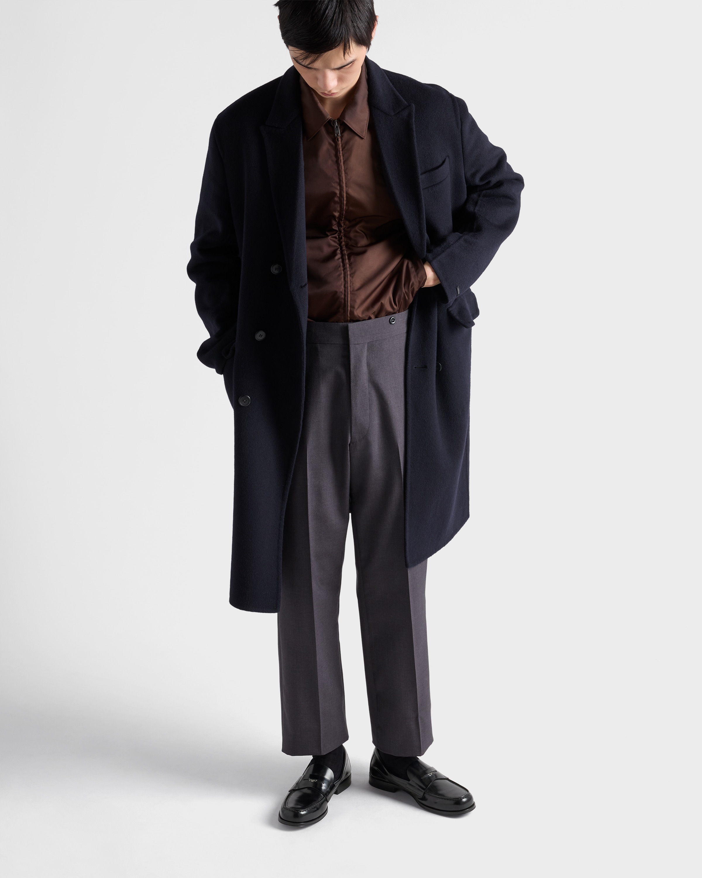 Mocassins en cuir brossé PRADA Noir