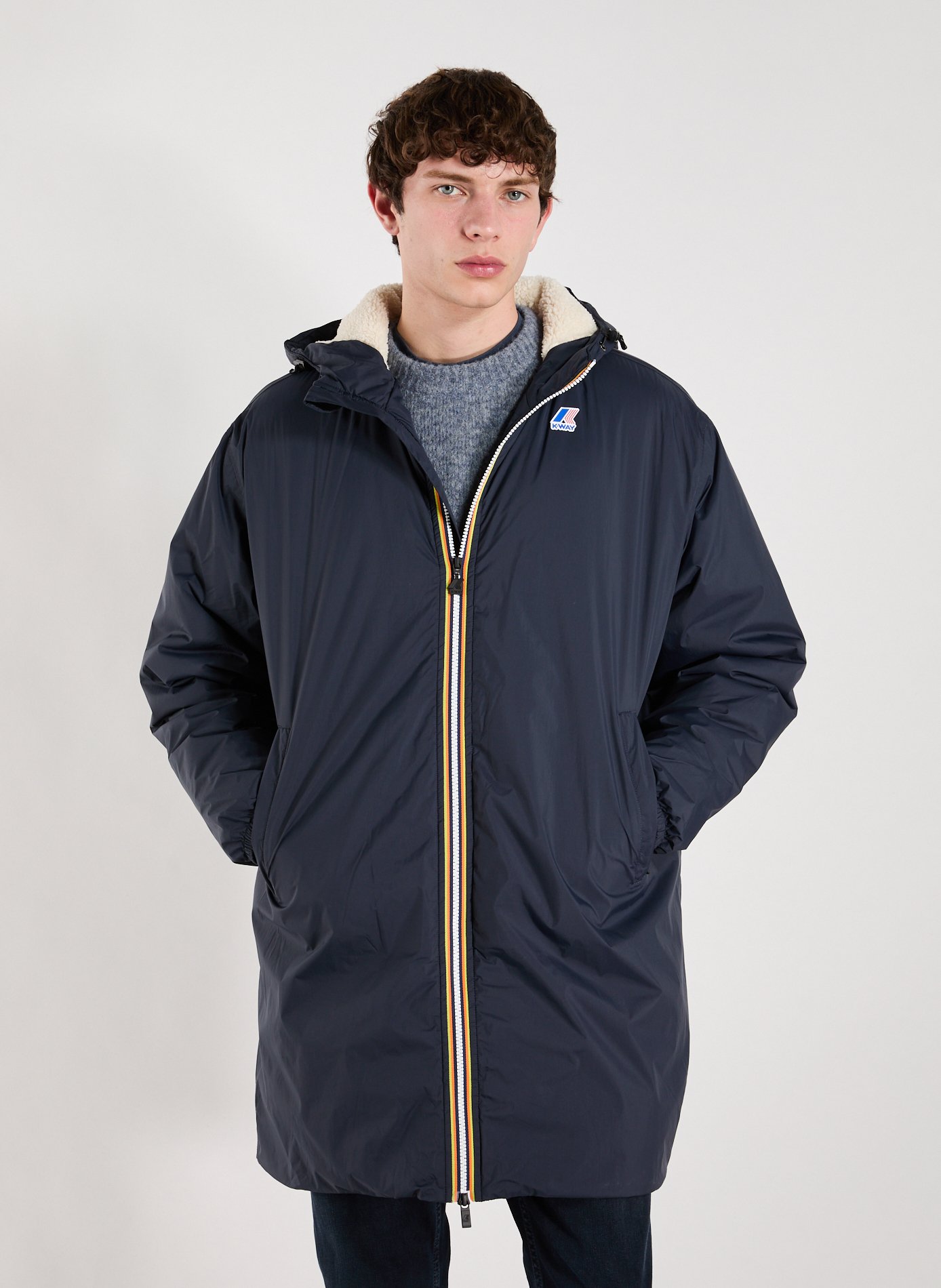 Mid-length hooded jacket K-WAY Blue