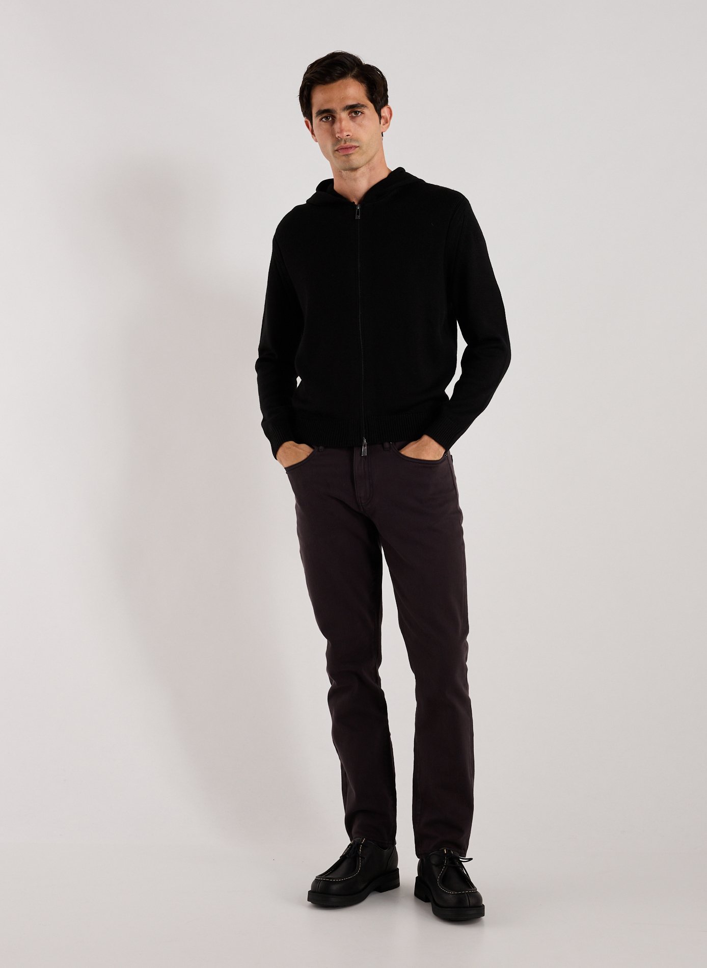 Hooded wool and cotton blend vest ARMANI EXCHANGE Black