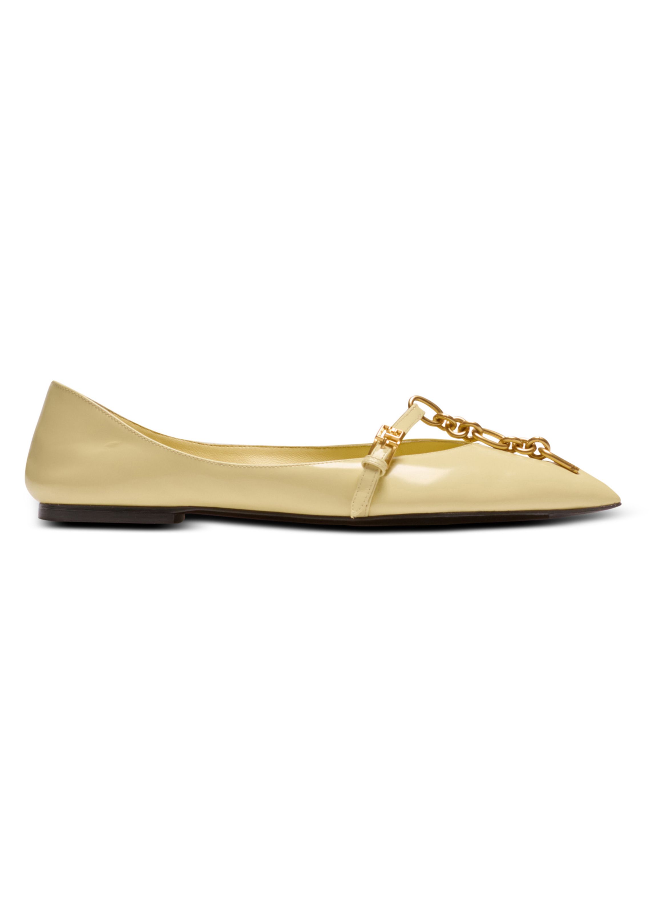 Ballerines sync en cuir d’agneau brillant BALMAIN Jaune