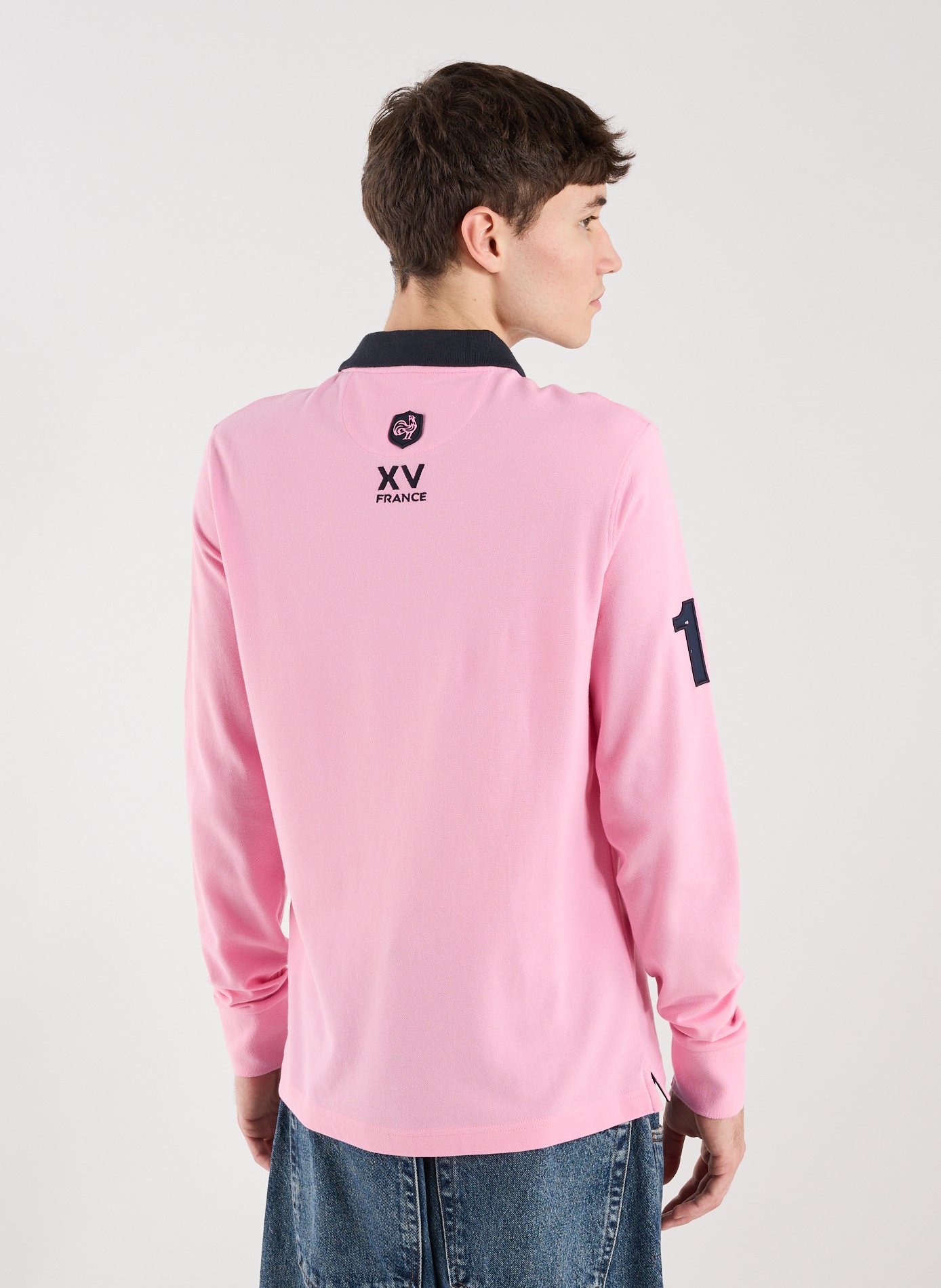 Long-sleeved cotton polo shirt EDEN PARK Pink