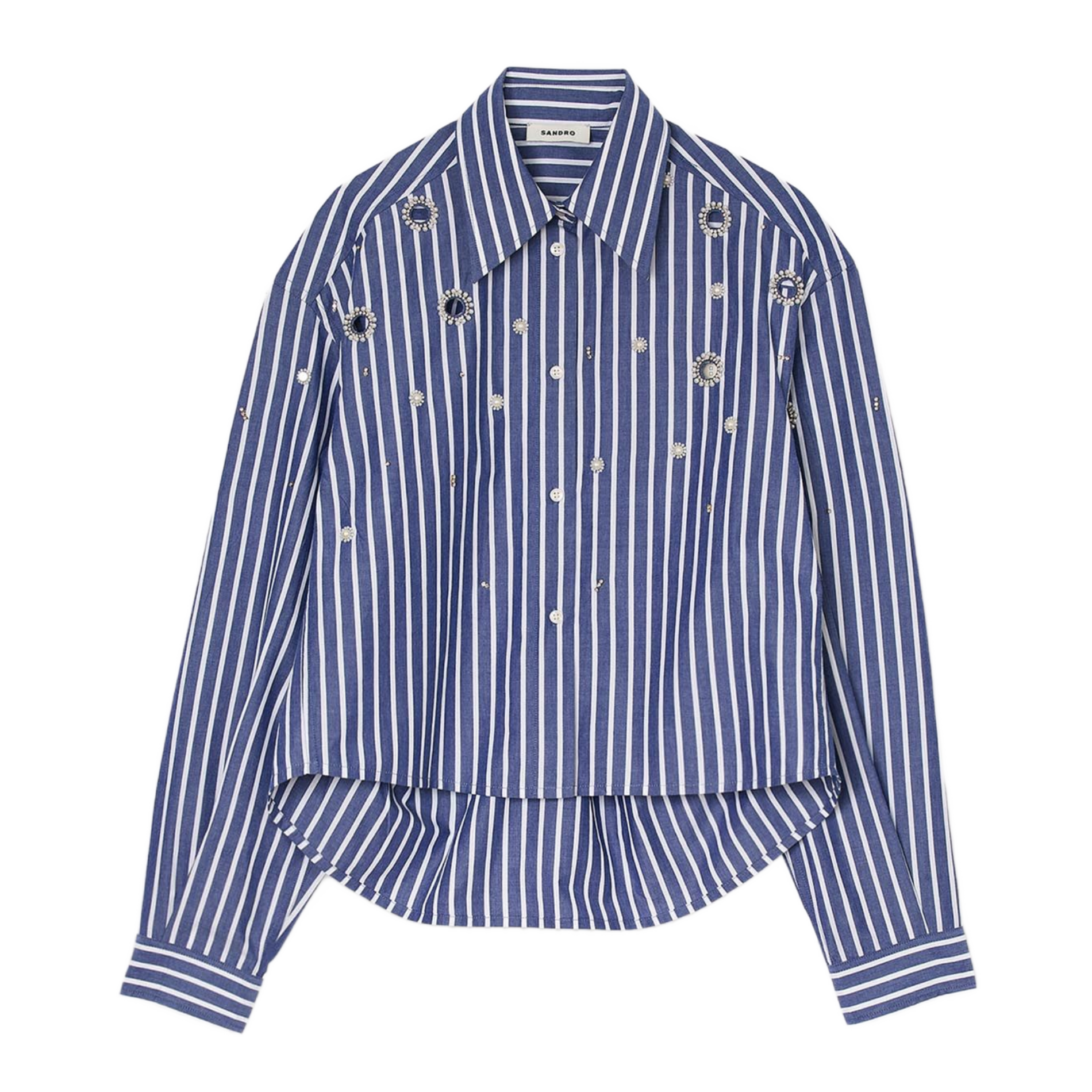 Chemise droite col classique en coton SANDRO Bleu