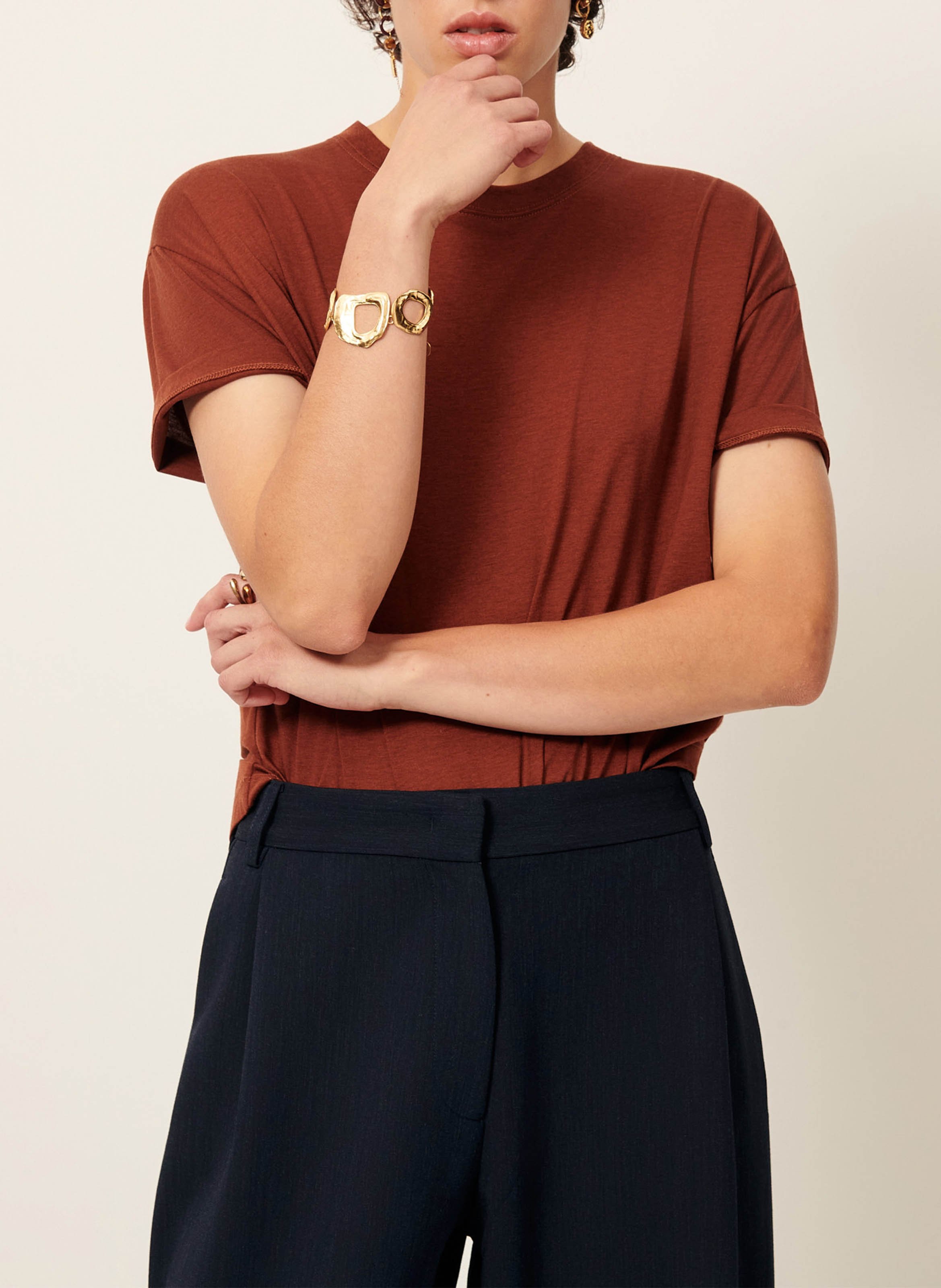 Tee-shirt oversize col rond too SESSUN Marron