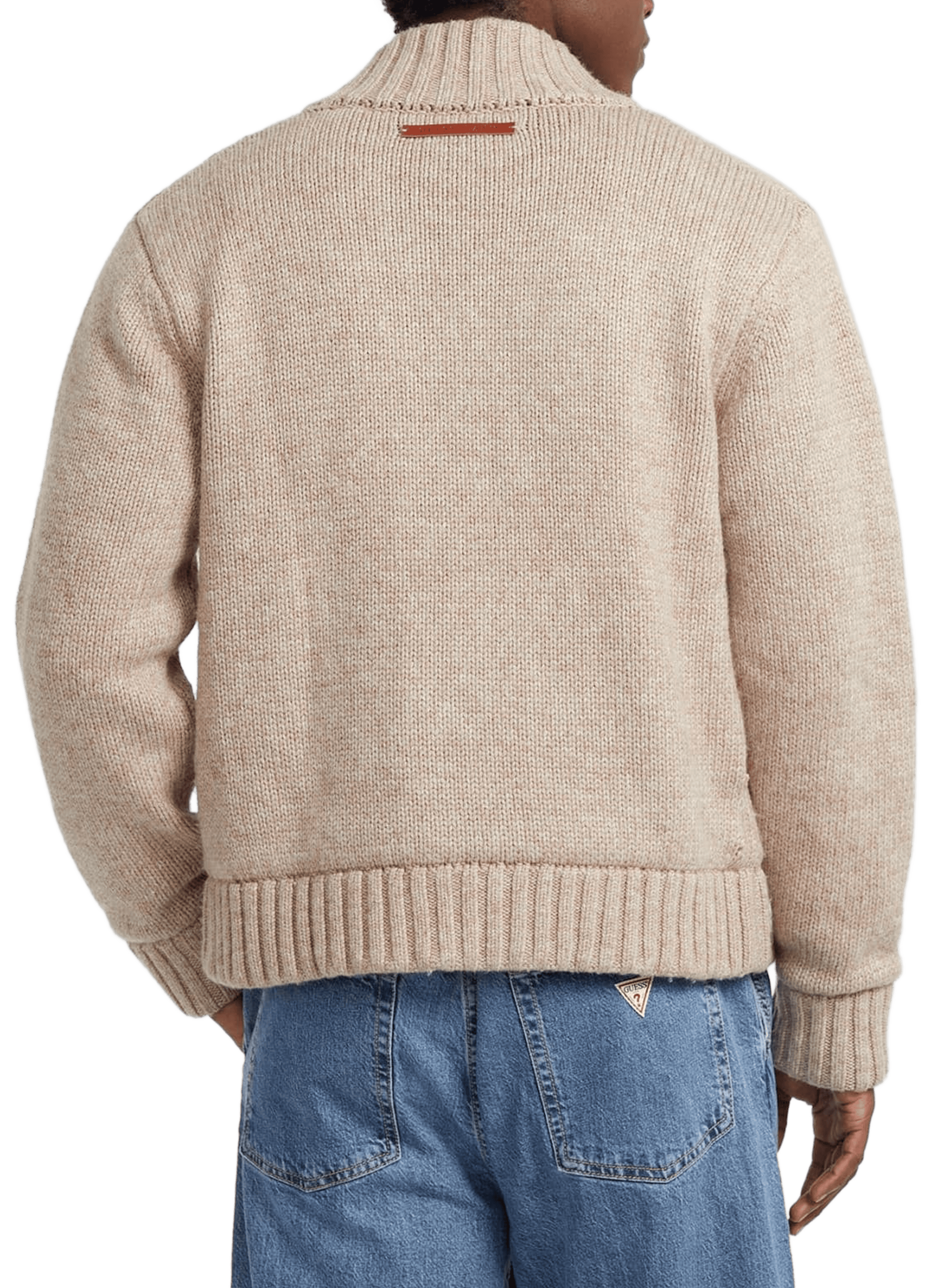 Zip-up sweater with high collar GUESS Beige