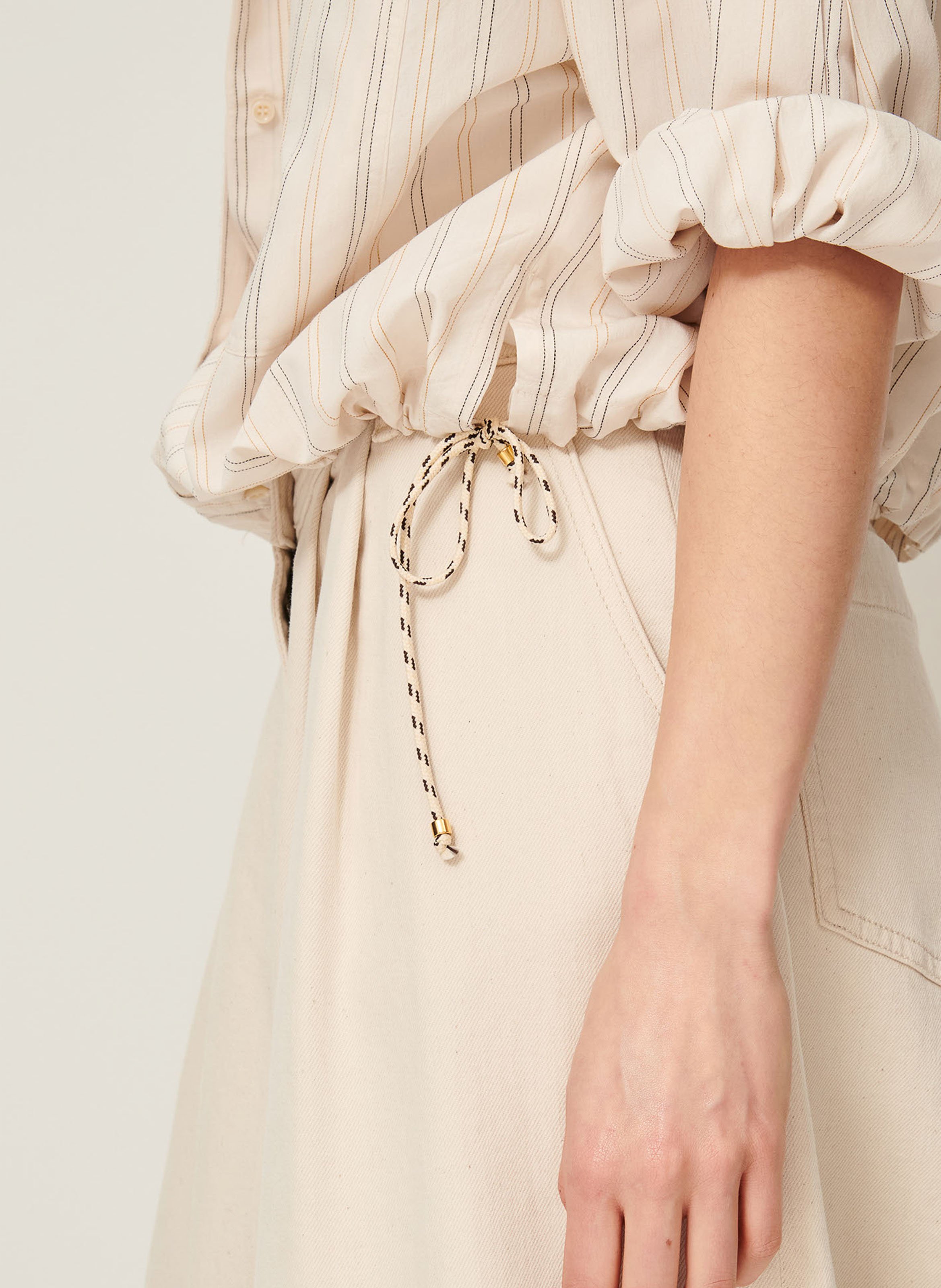 Chemise à rayures col rond cadaques SESSUN Beige