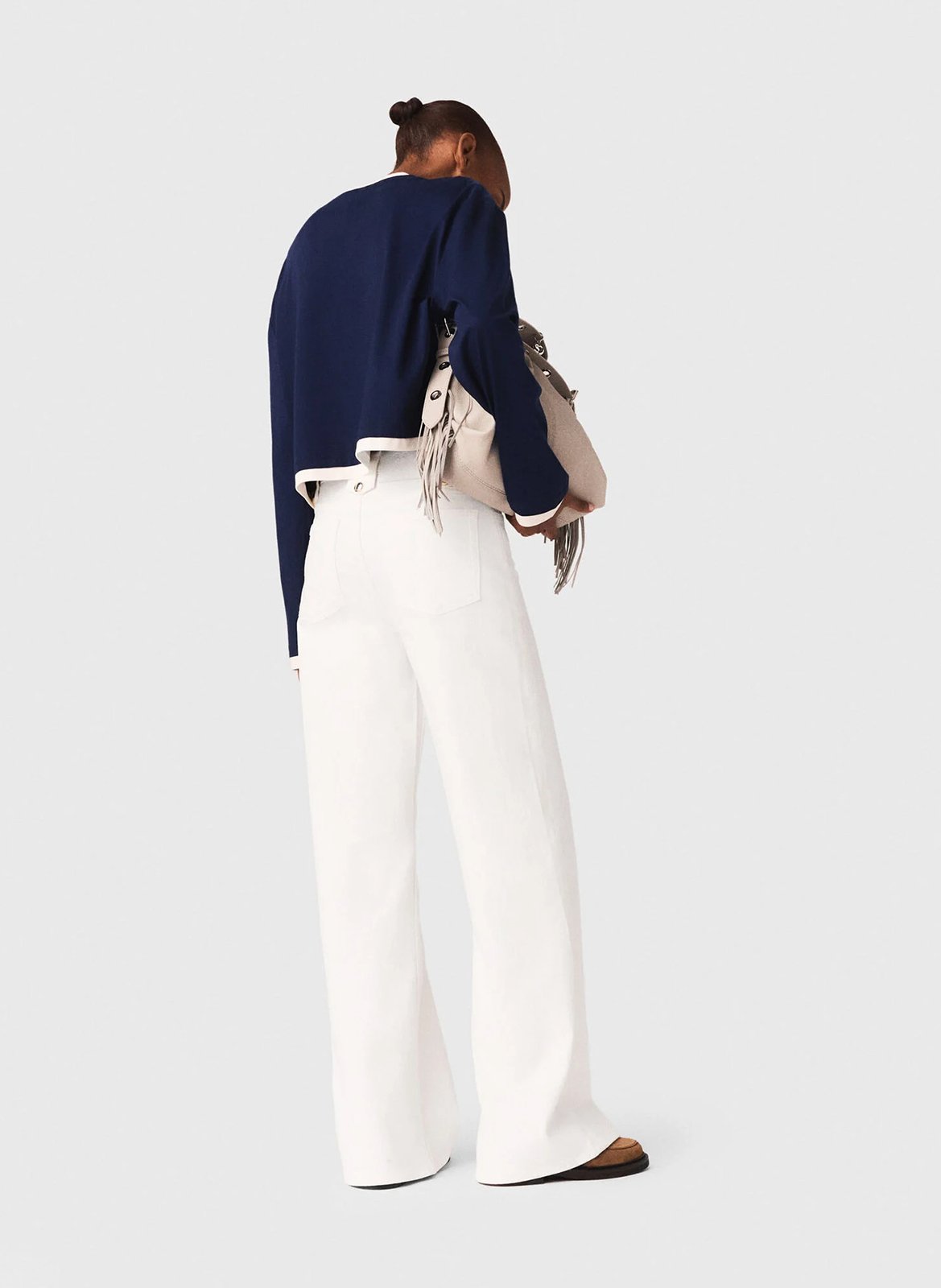 Jean large à passants boutonnés MAJE Blanc