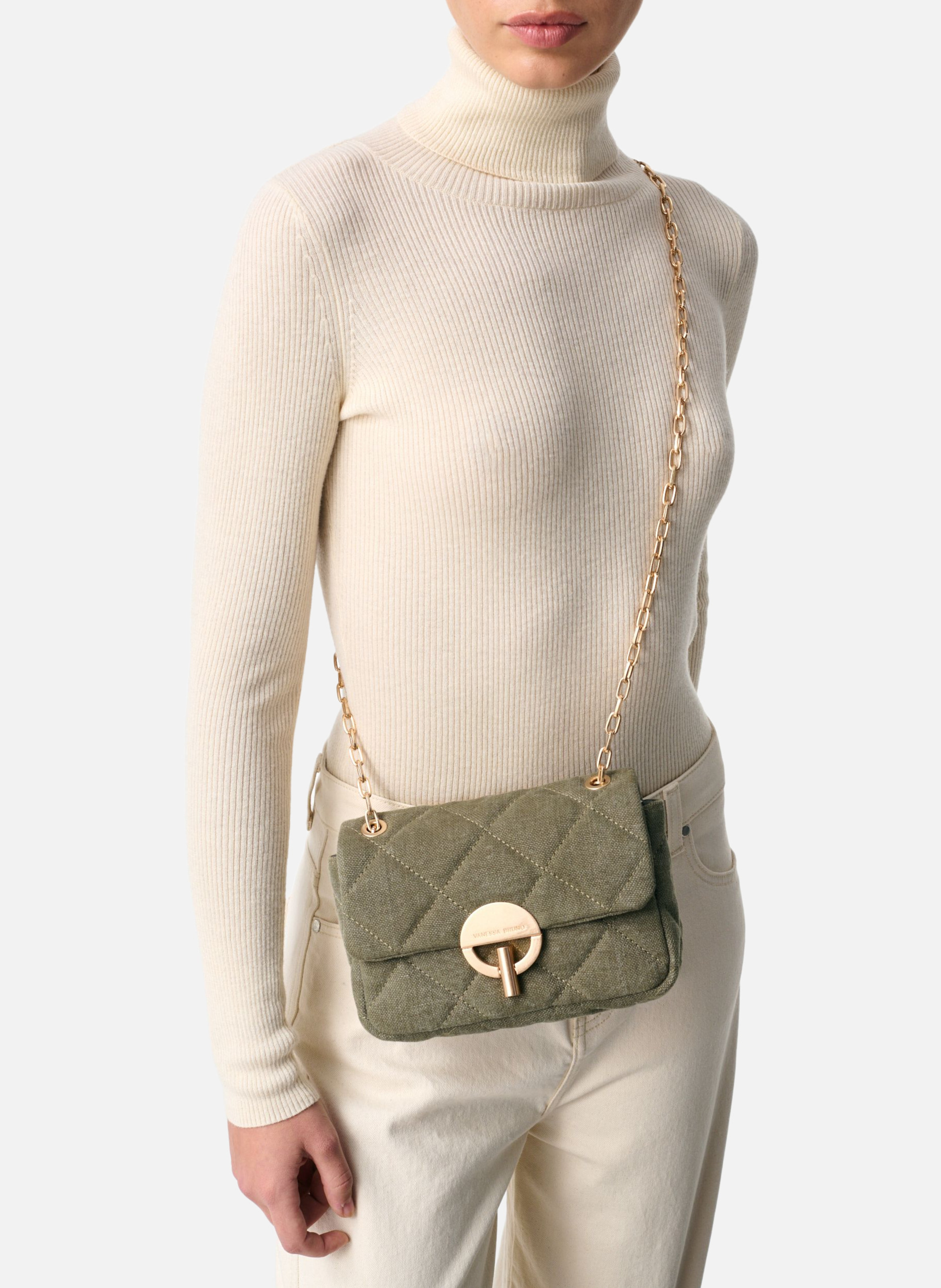 Moyen sac moon en lin VANESSA BRUNO Vert