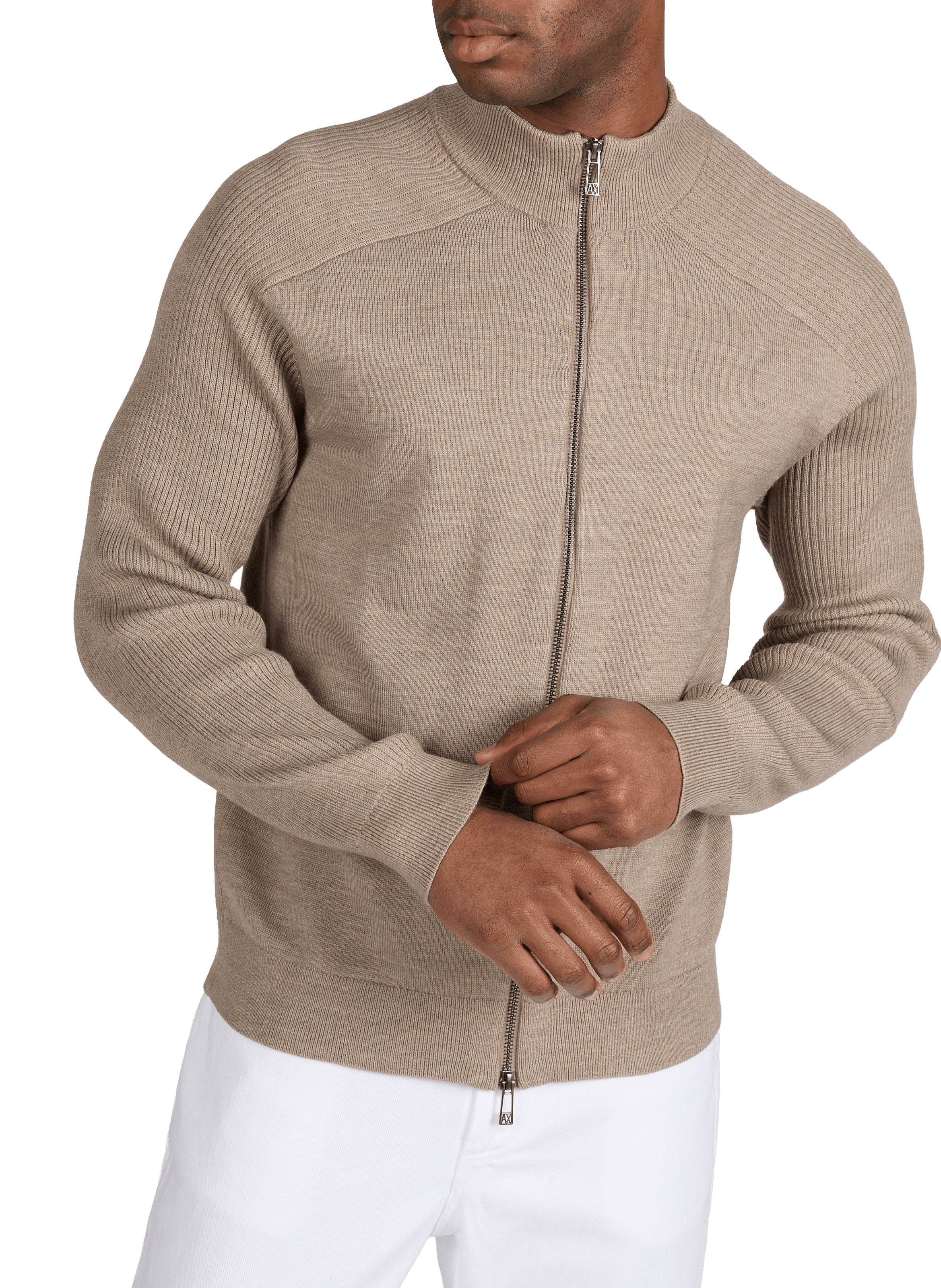 Zip-up high-neck vest in virgin wool and cotton blend ARMANI EXCHANGE