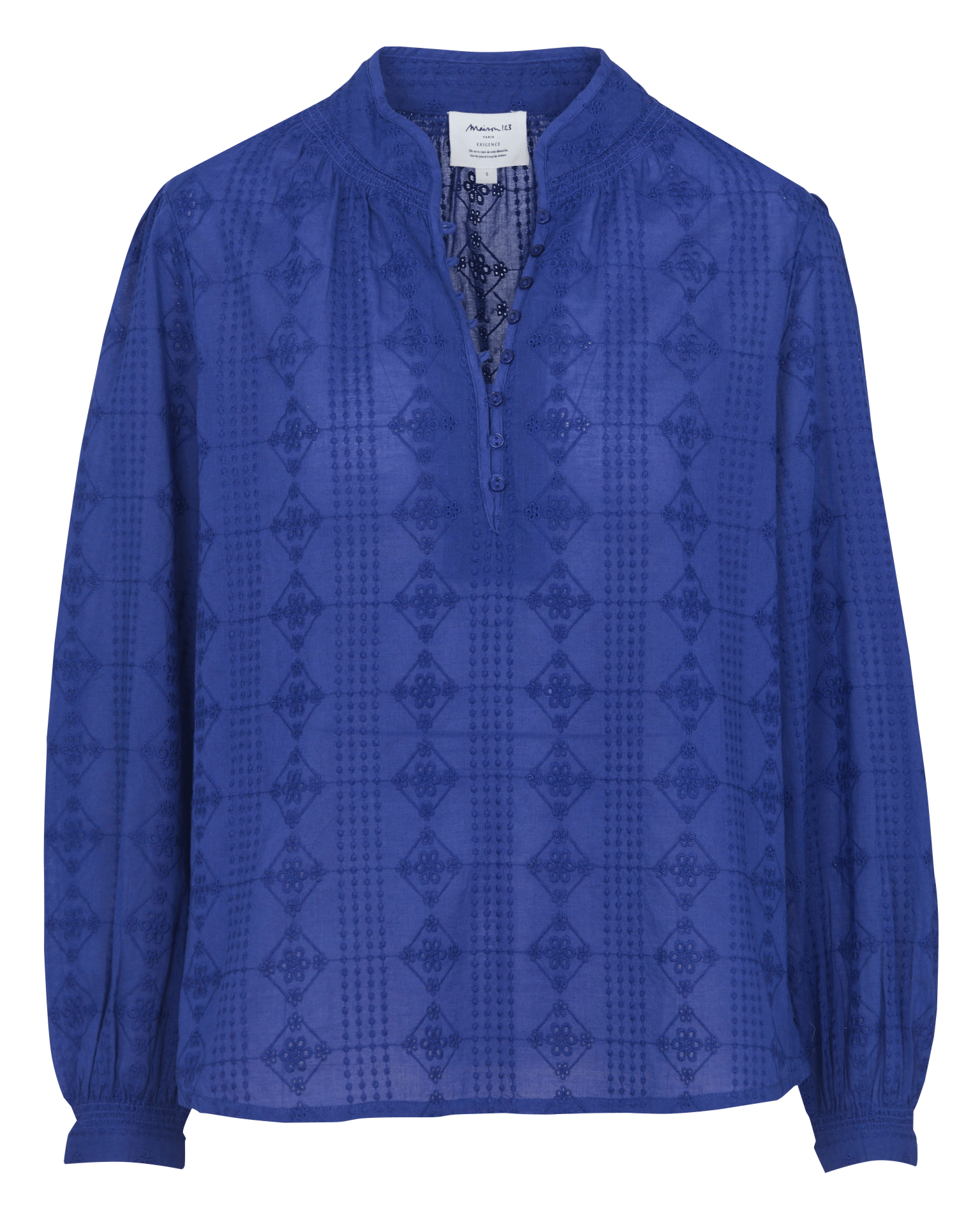 Blouse col V en coton Delice MAISON 123 Bleu