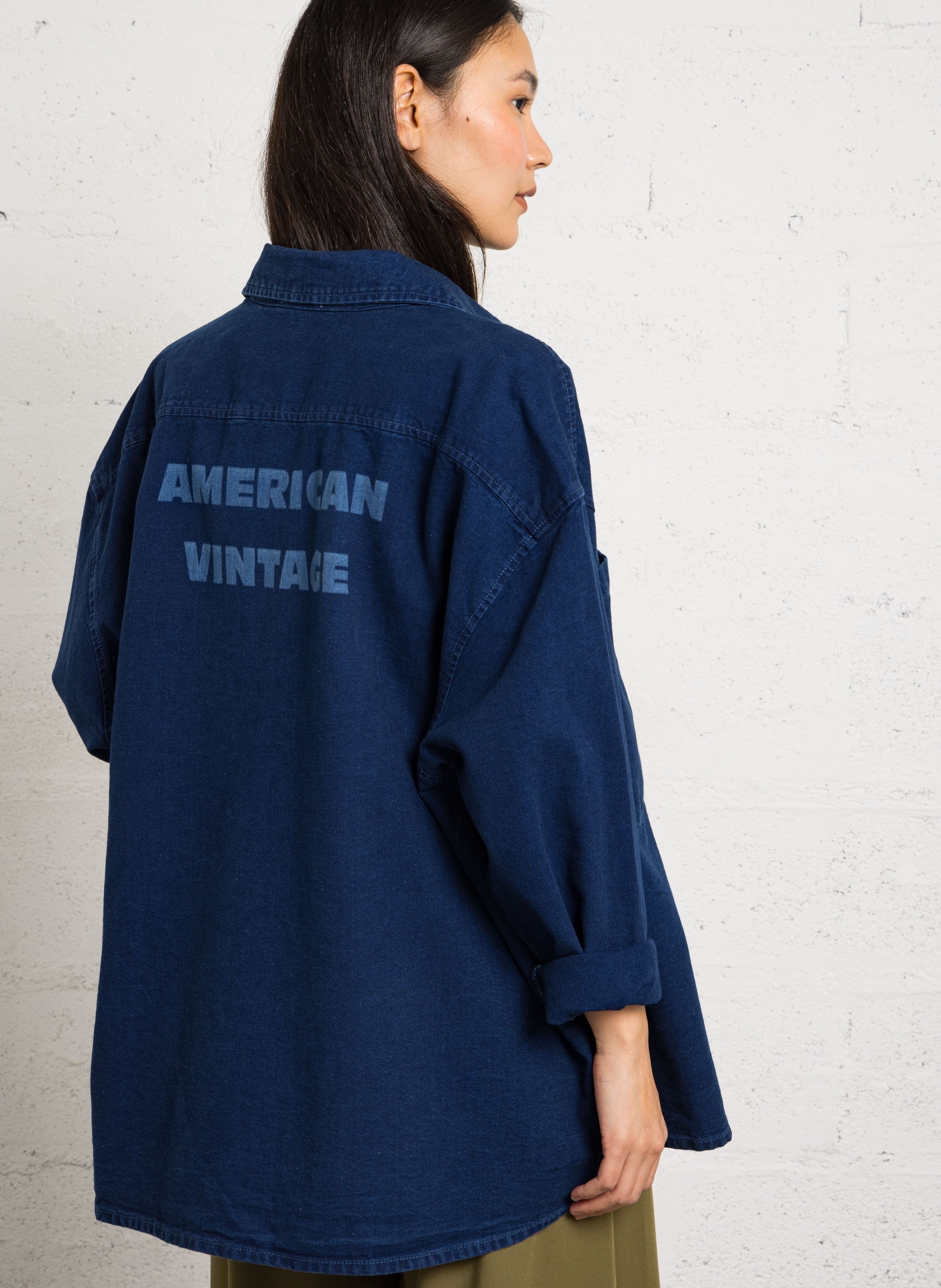 Chemise oversize boutonnée en denim comow AMERICAN VINTAGE Bleu