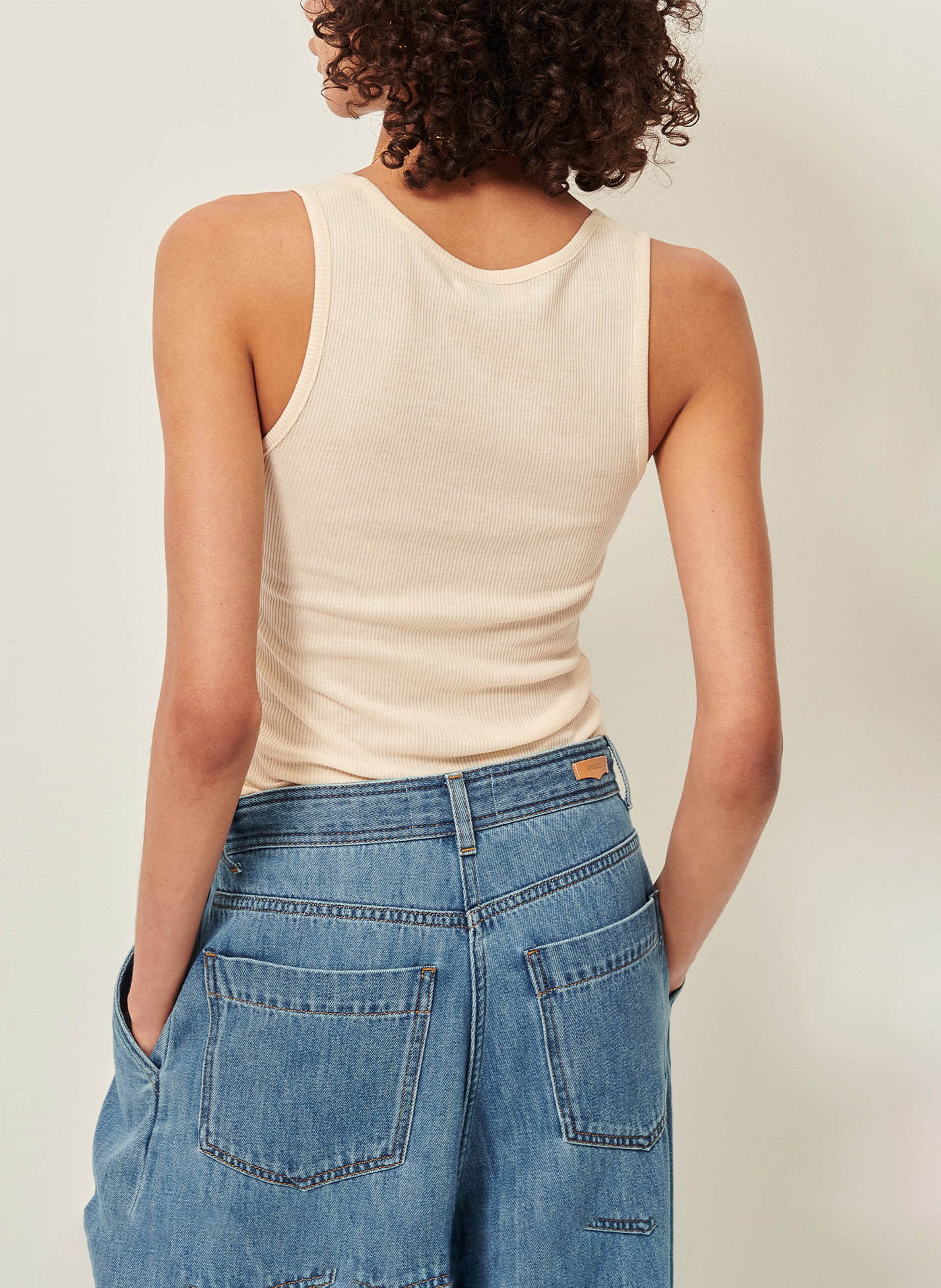 Débardeur ajusté en jersey uni camargo SESSUN Beige