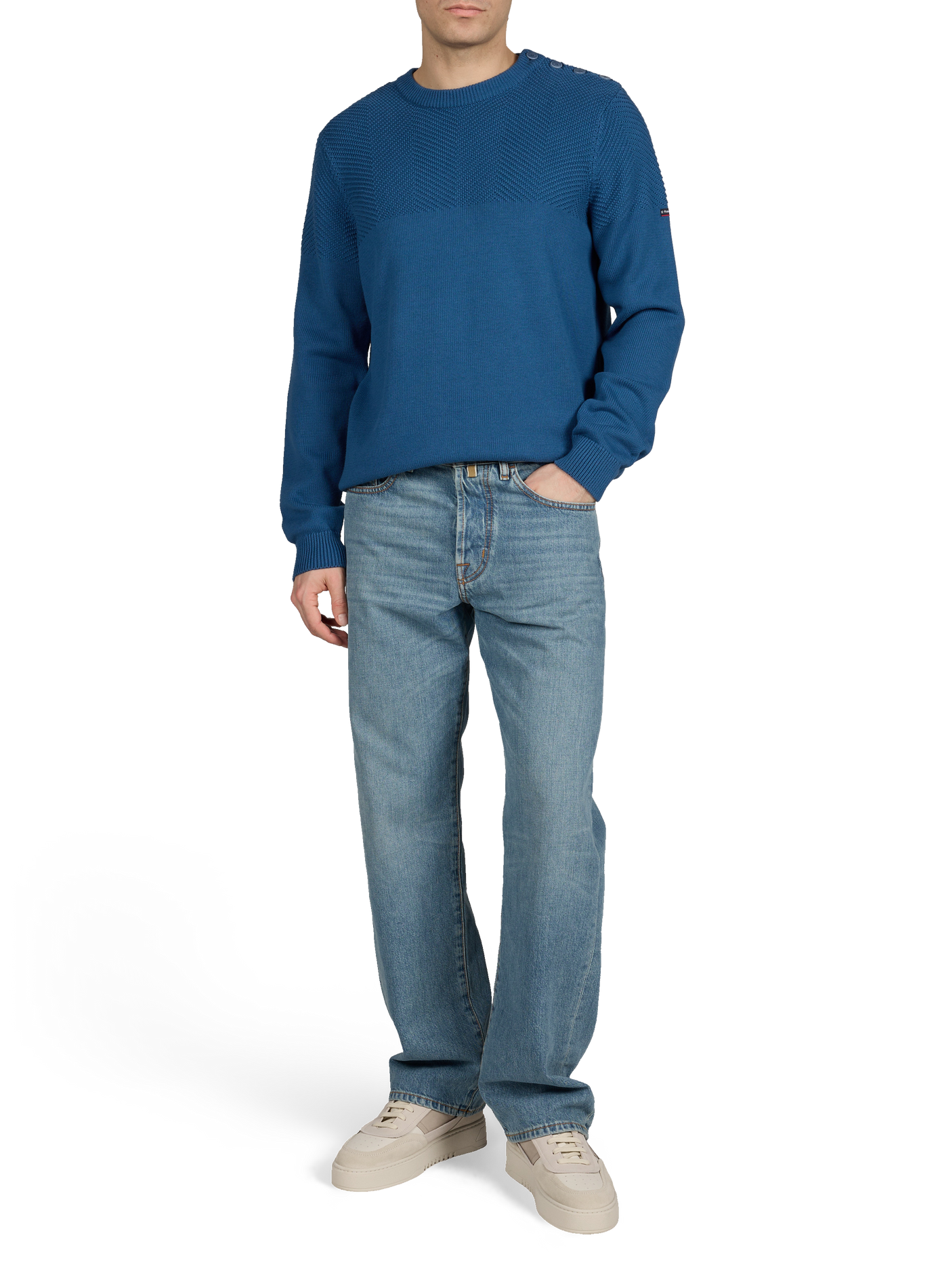 Round neck cotton sweater ARMOR-LUX Blue