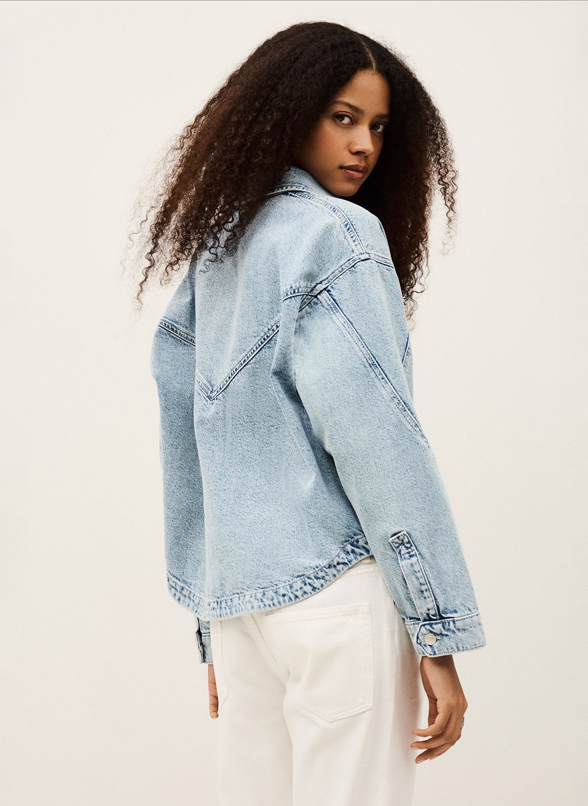 Veste ample boutonnée en jean délavé juno BA&SH Bleu