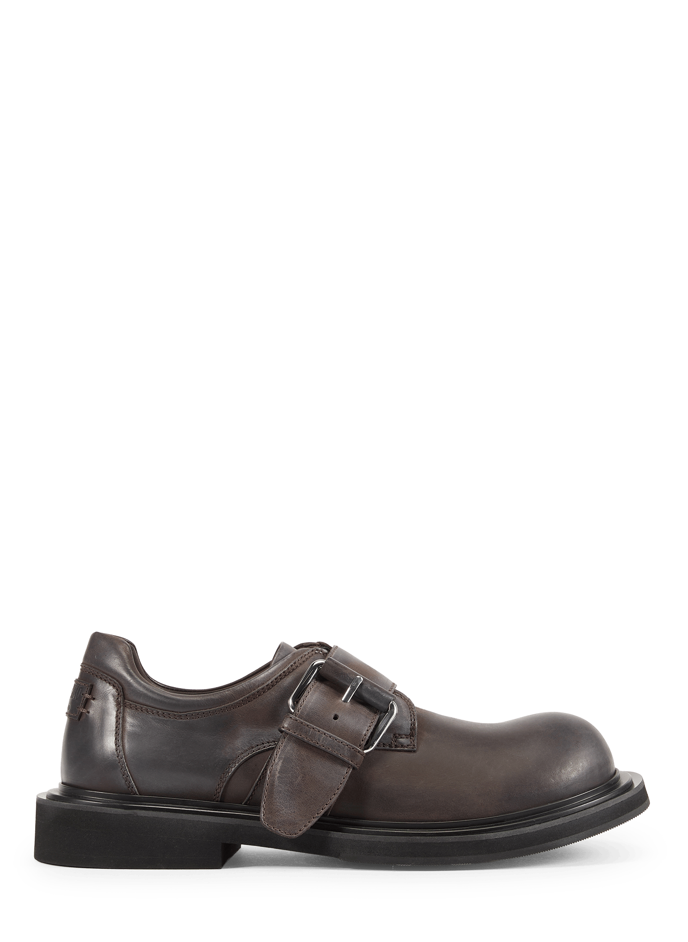 Distressed leather derbies MOSCHINO Brown