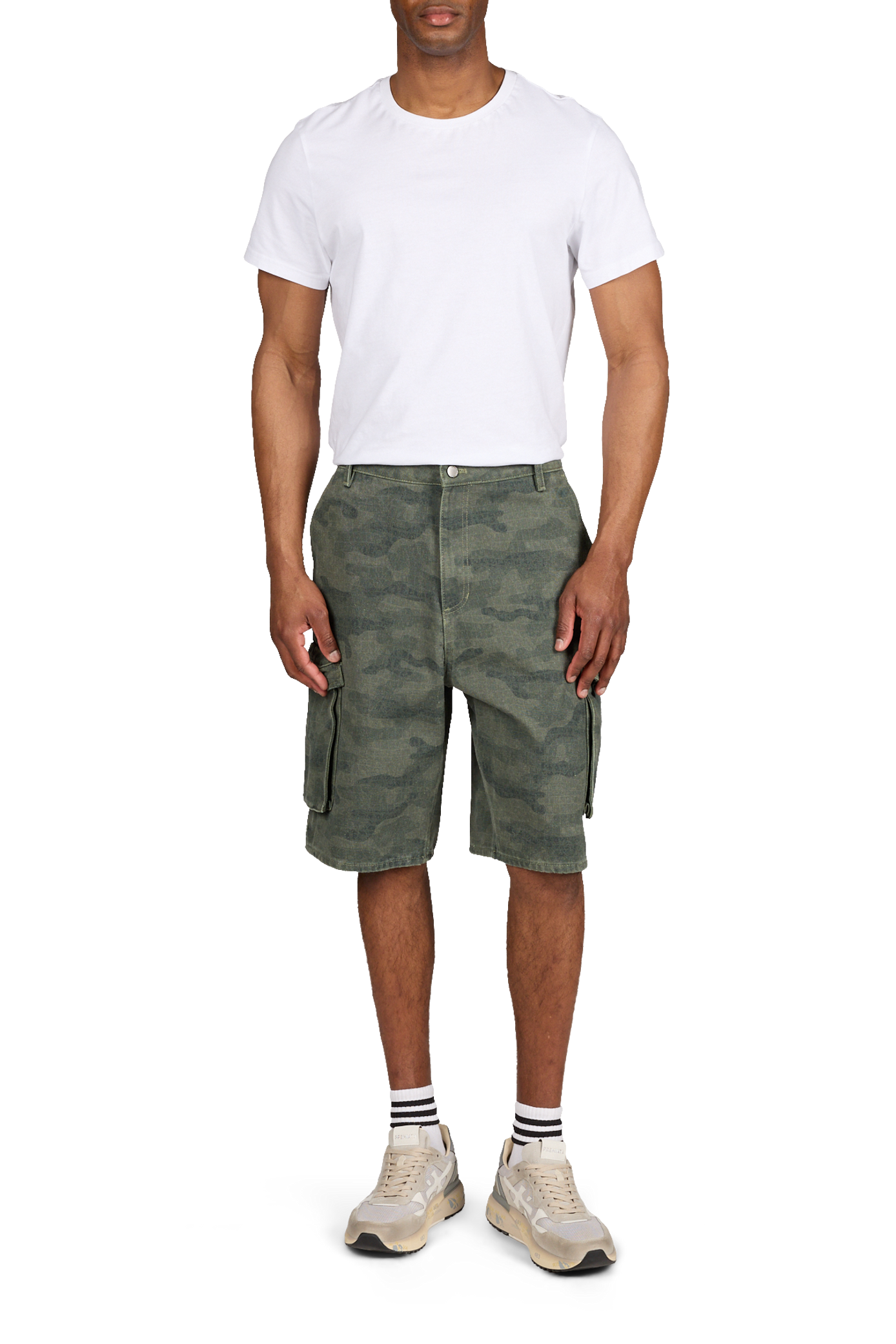 Short imprimé militaire en coton DAILY PAPER Gris