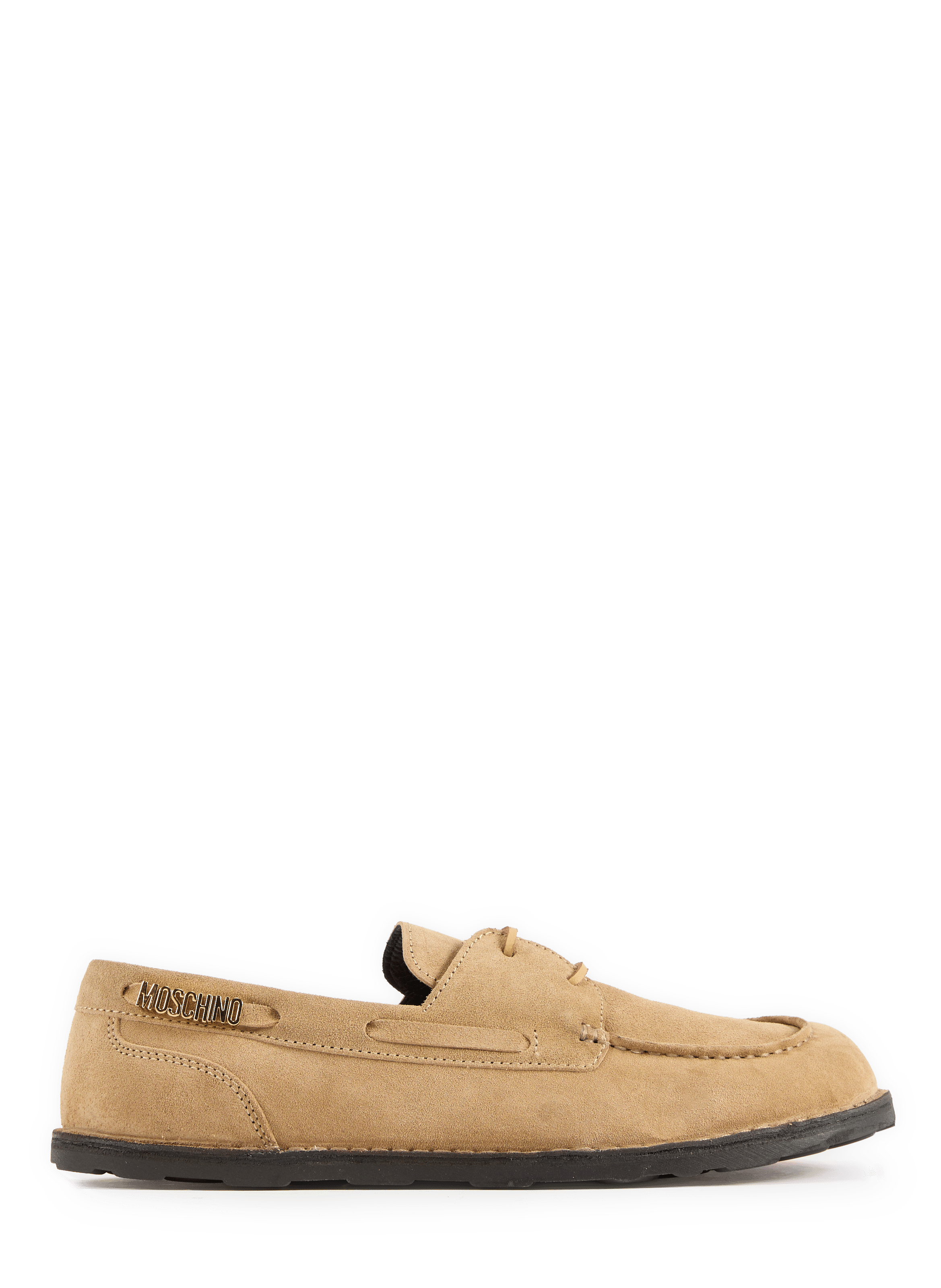 Lace-up Couture suede leather moccasins MOSCHINO Brown