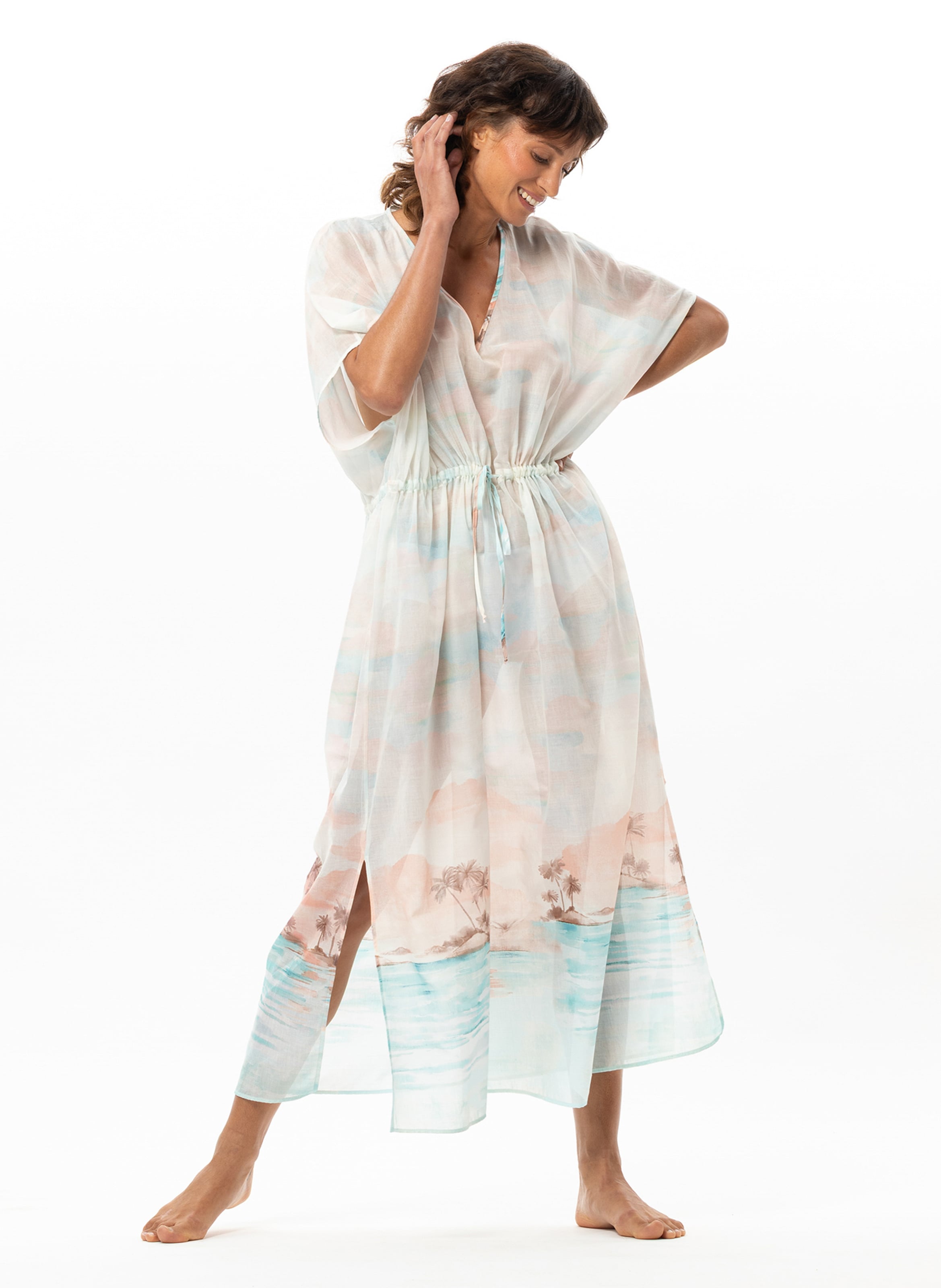 Kaftan en voile de coton sunset 240 LE CHAT Multicolore