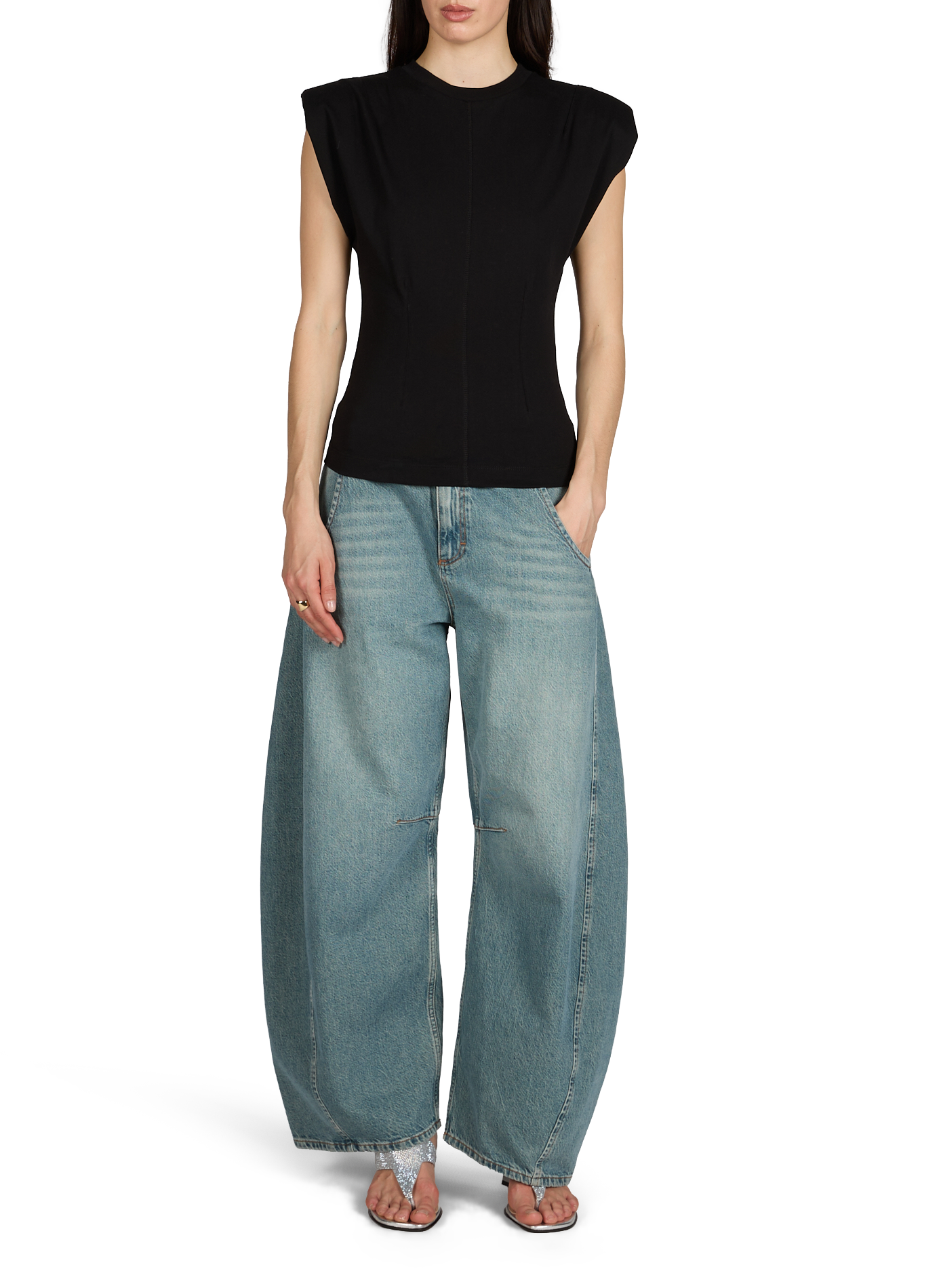 Straight cut Tsjulla cotton T-shirt TOPSHOP Black