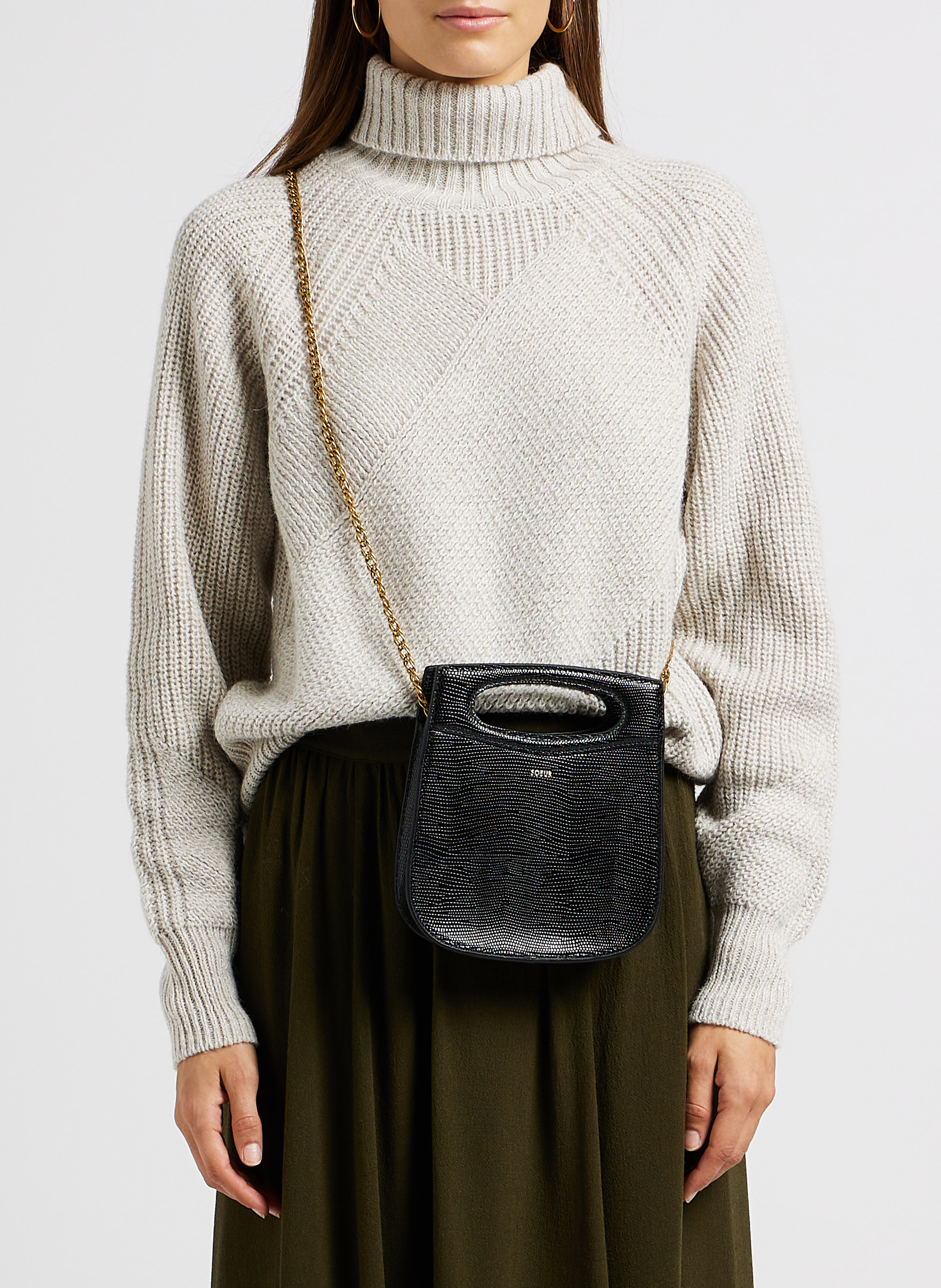 Sac bandoulière en cuir cheri mini SOEUR Noir