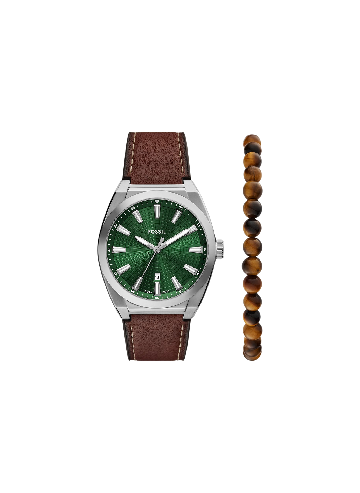Montre quartz Everett en cuir FOSSIL Vert