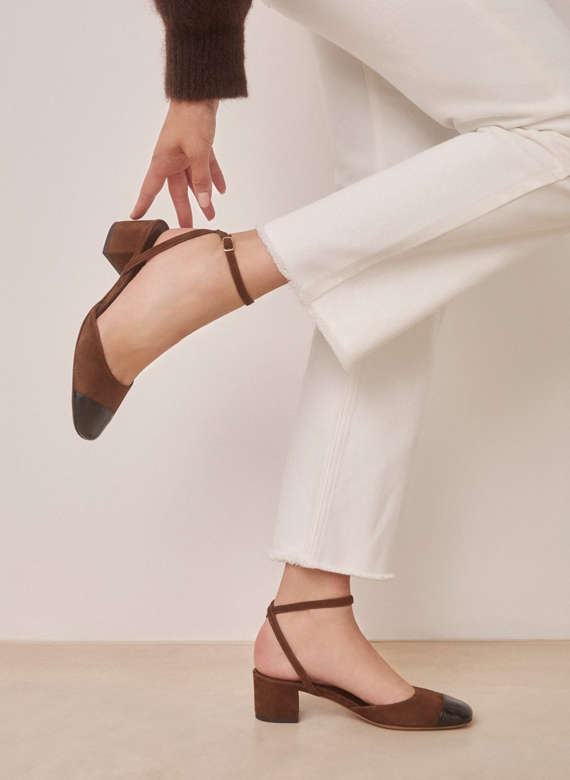 Sandales à talon en cuir n°429 RIVECOUR Marron