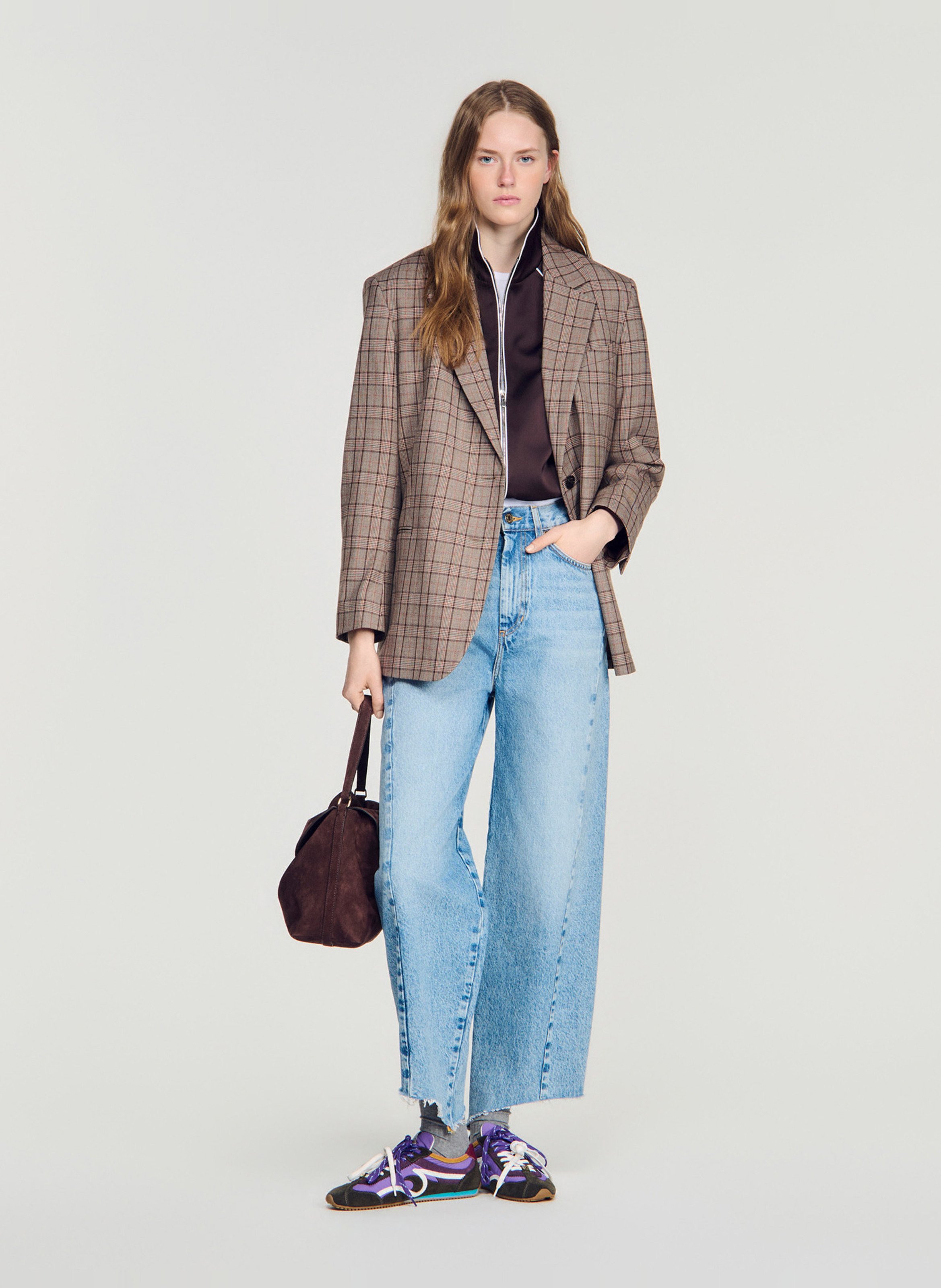 Jean large taille haute à découpes SANDRO Bleu