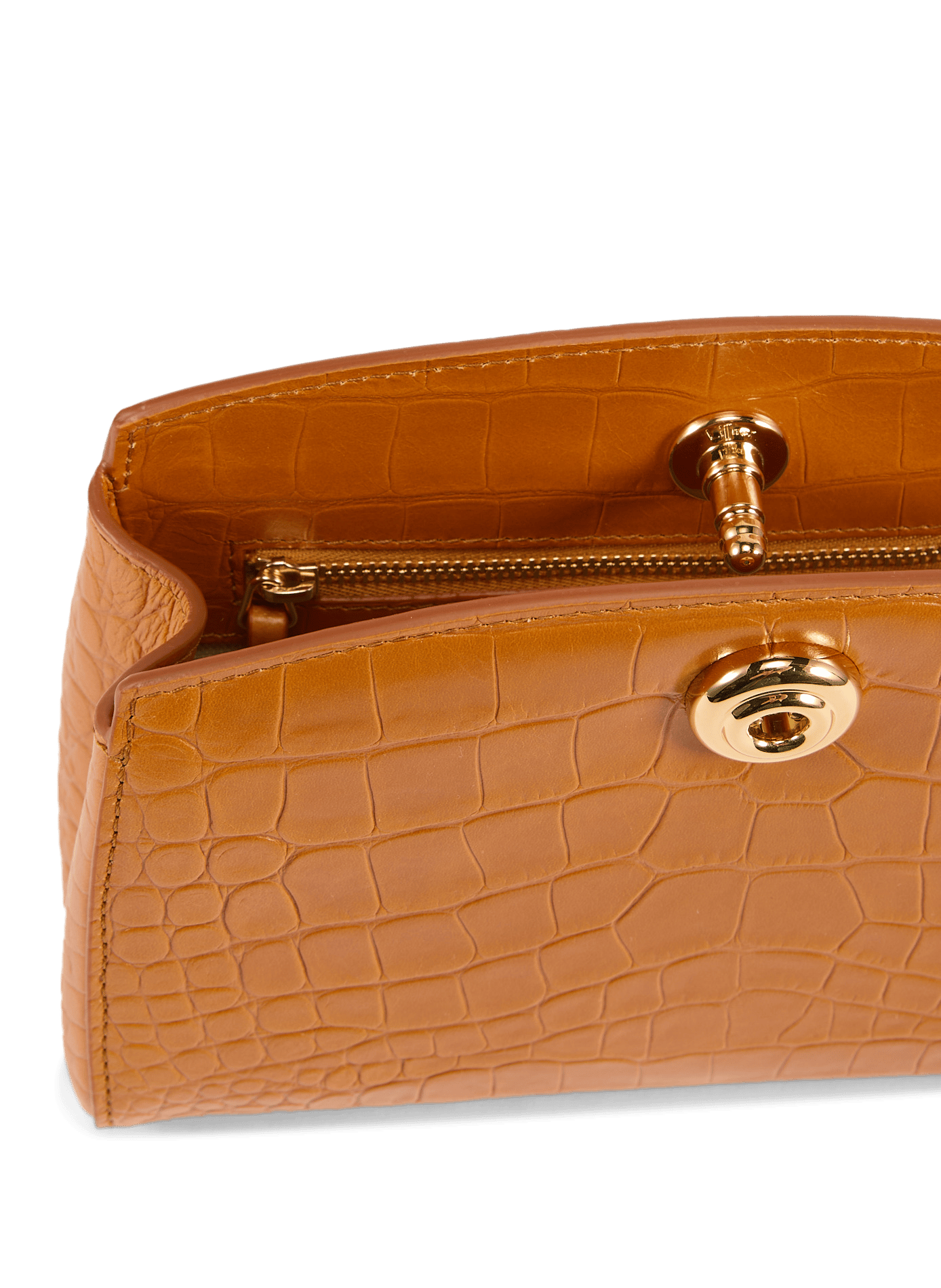 Cartera de cuero con aspecto de cocodrilo LIFFNER Marrón