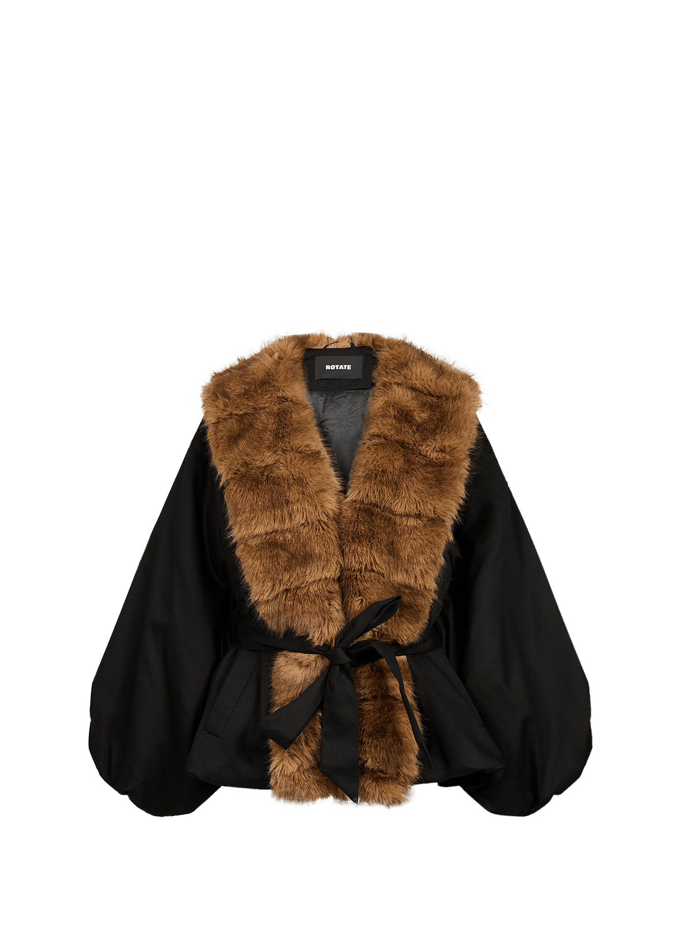 Manteau col à fourrure ROTATE Noir
