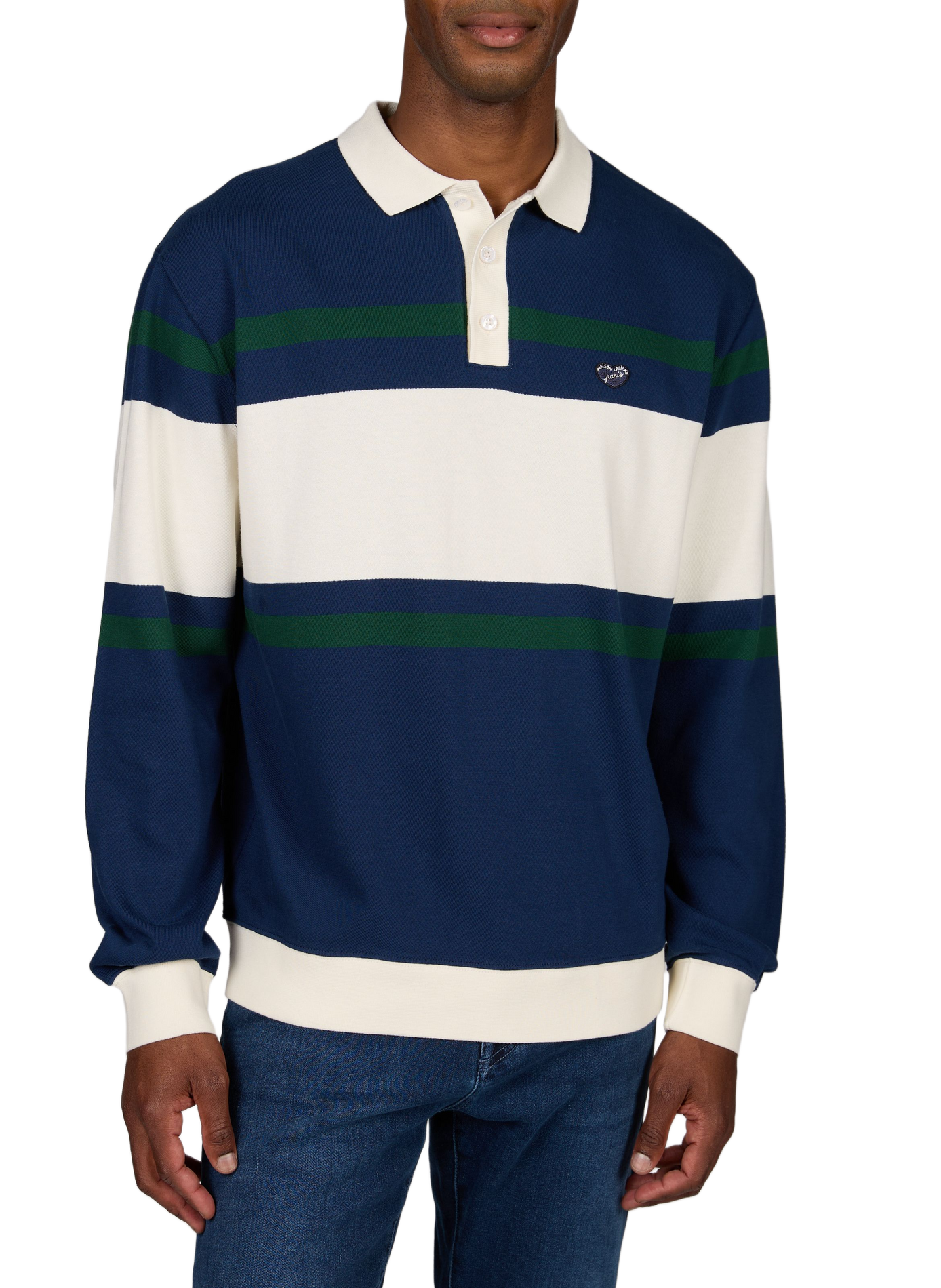Oversize-Poloshirt aus gestreifter Baumwolle MAISON LABICHE Blau