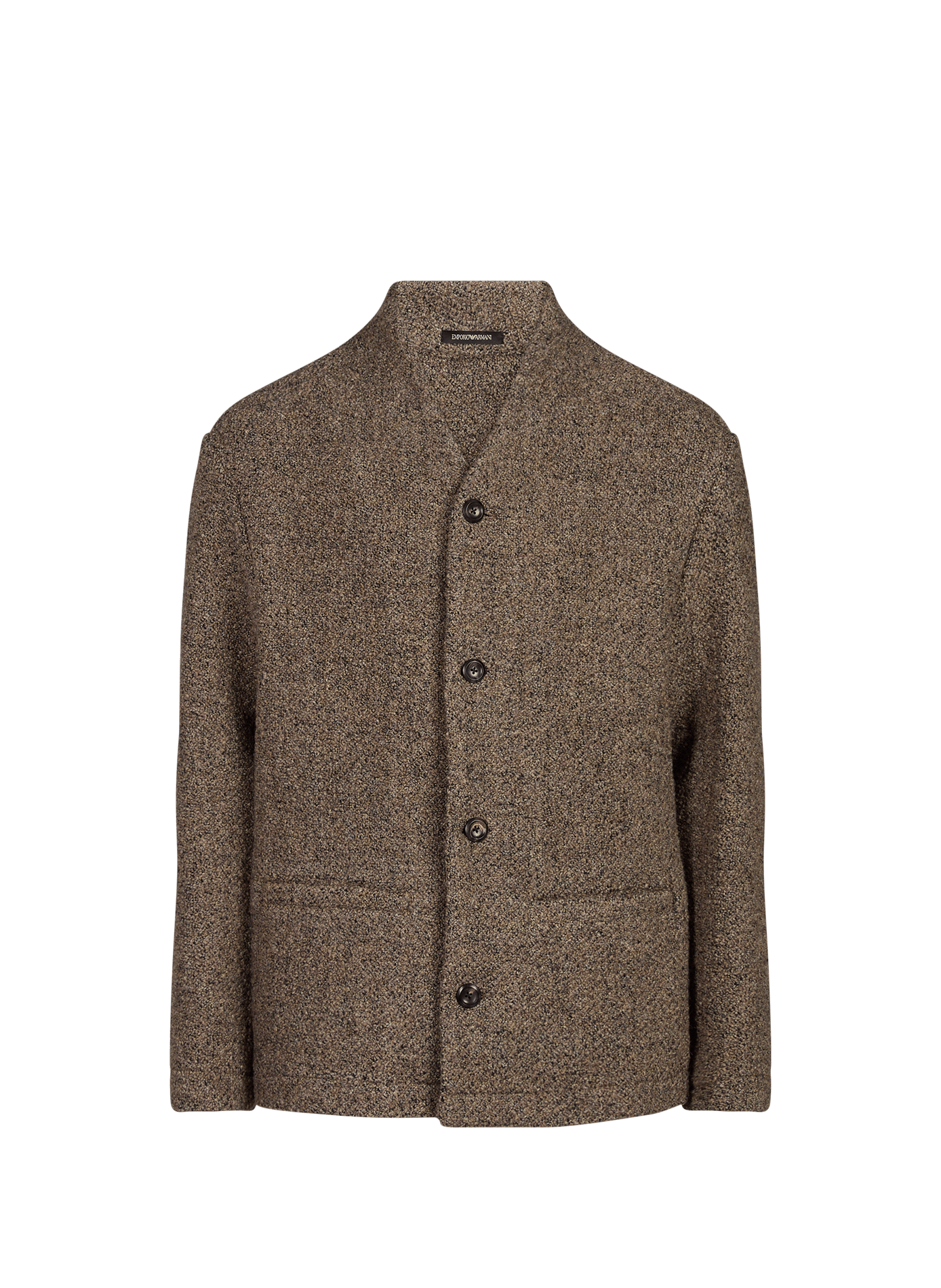 Textured V-neck wool blend blazer EMPORIO ARMANI Brown
