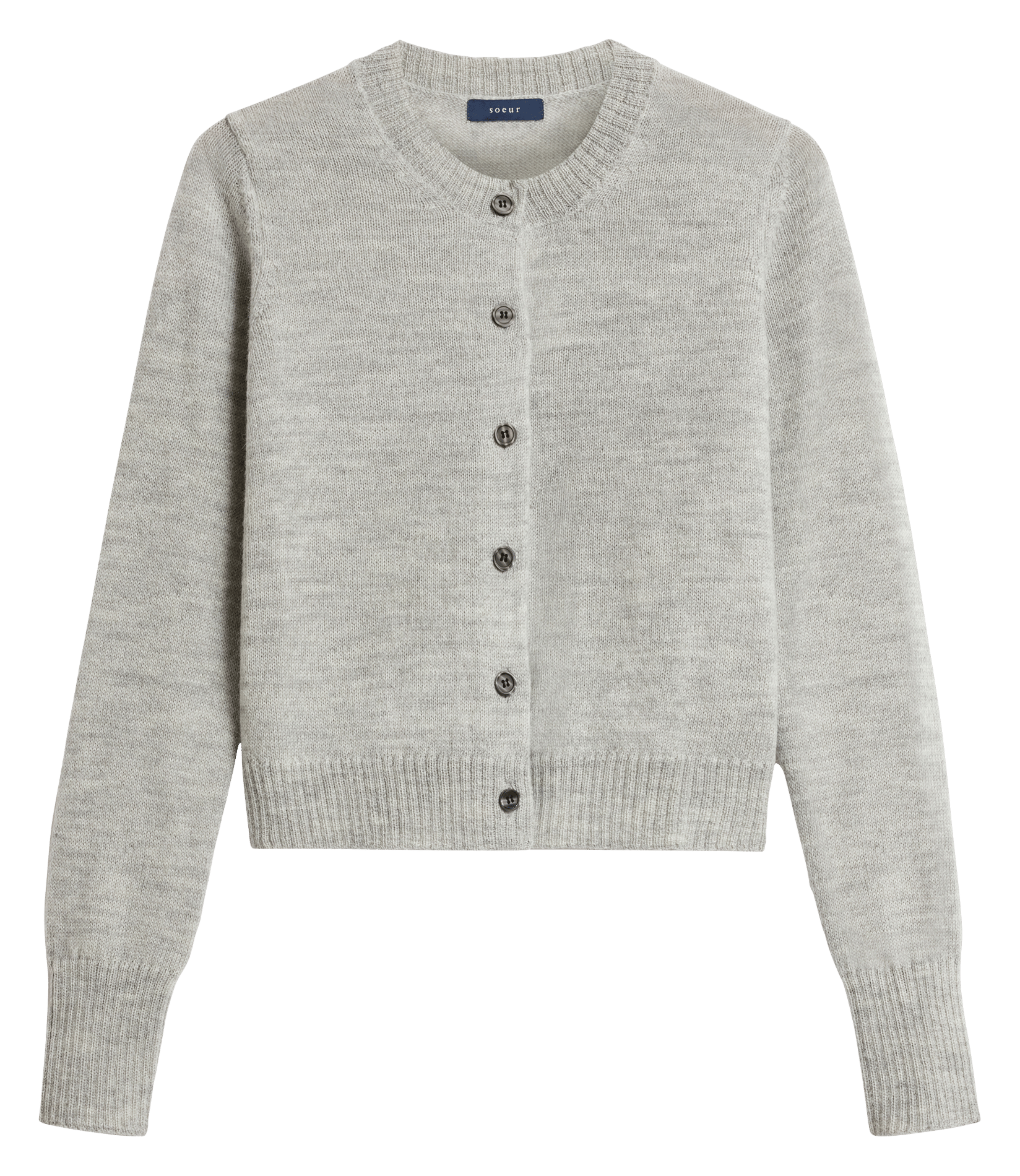 Gilet droit col rond en laine mérinos et alpaga griffith SOEUR Gris