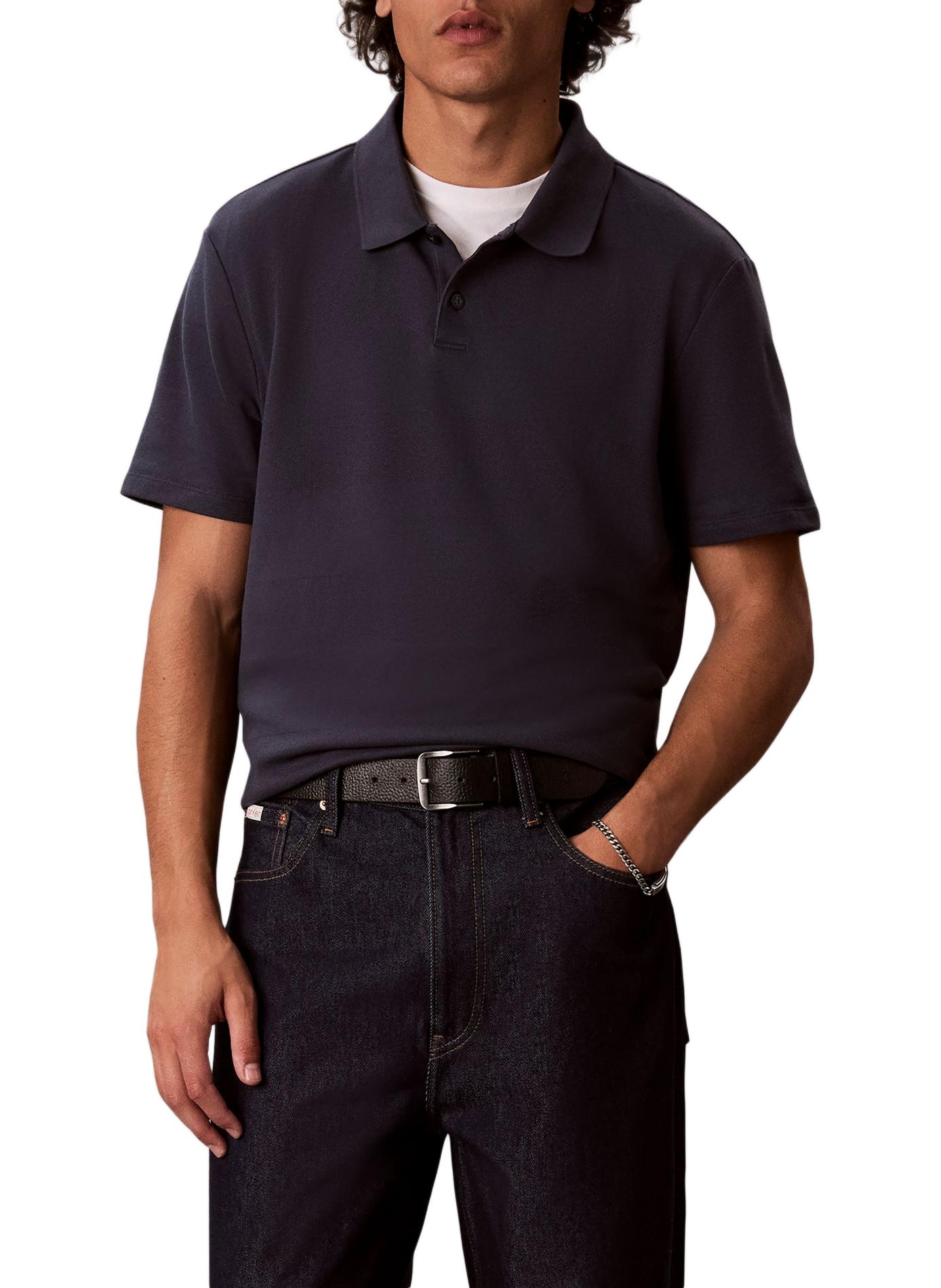 Polo manches courtes en coton CALVIN KLEIN Blau