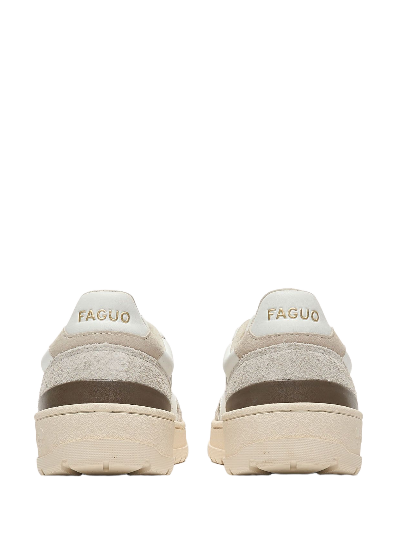 Mixed leather low-top sneakers FAGUO Beige