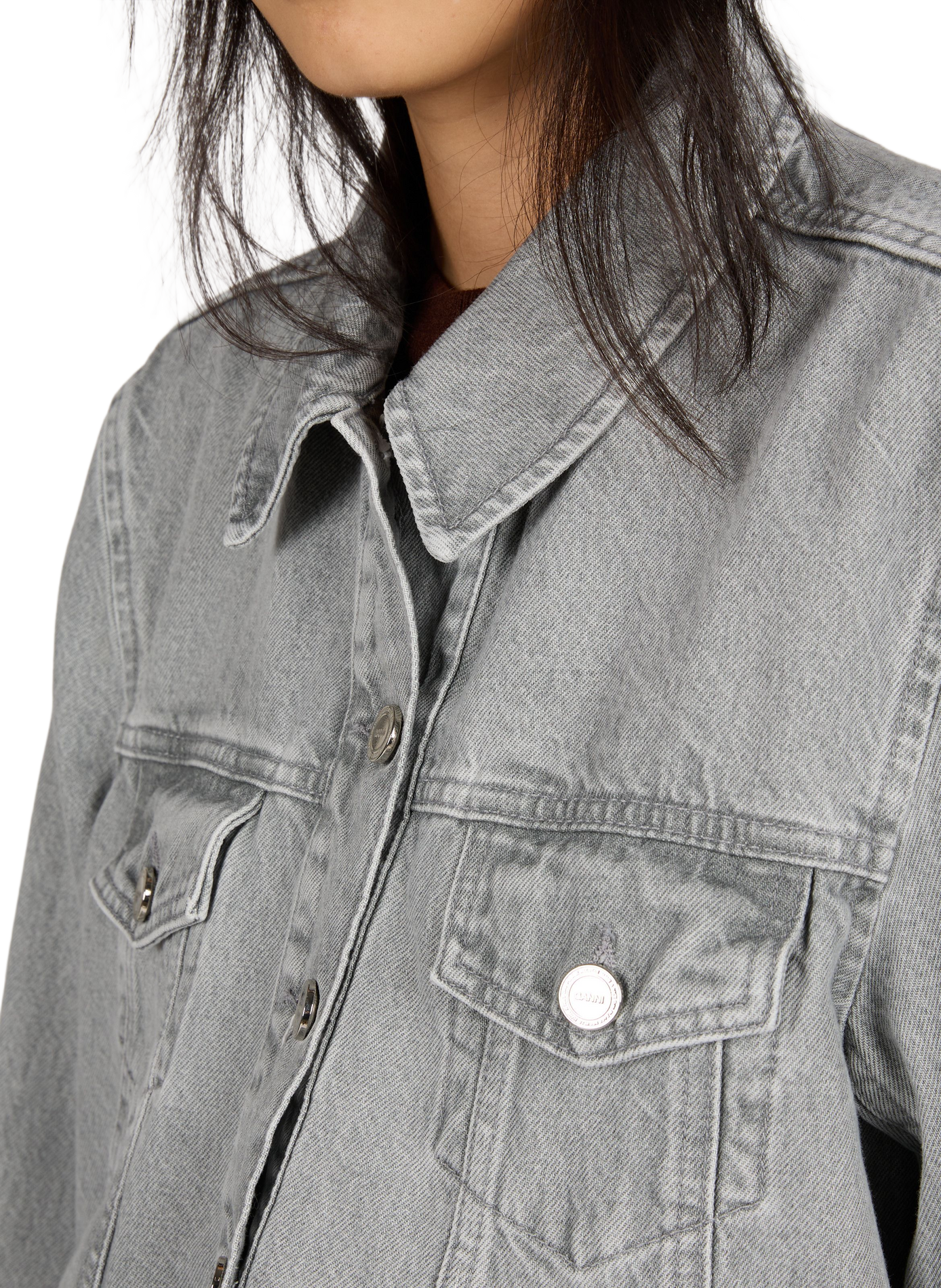 Straight cotton denim jacket GANNI Grey
