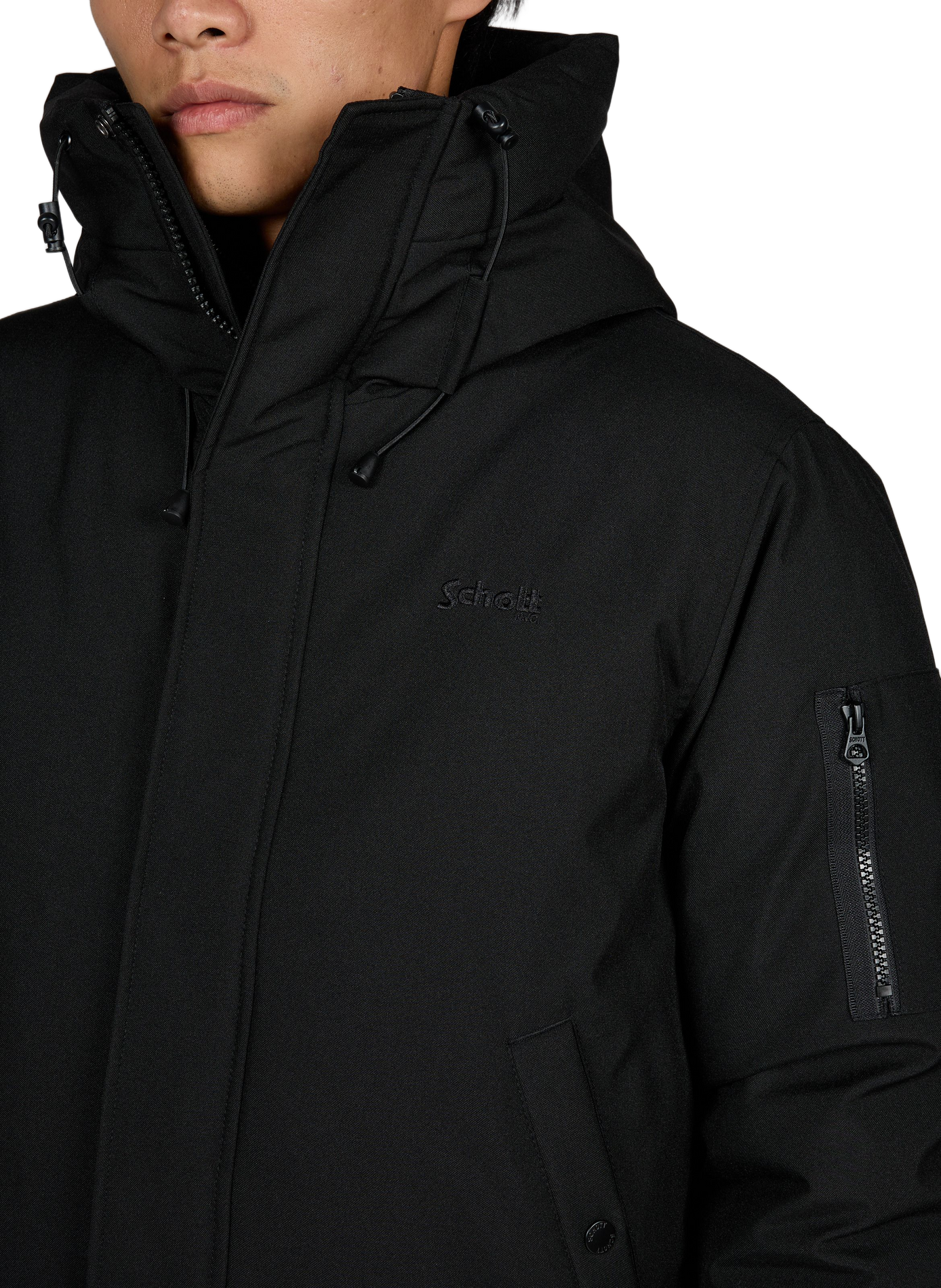Doudoune oversize à capuche SCHOTT Noir