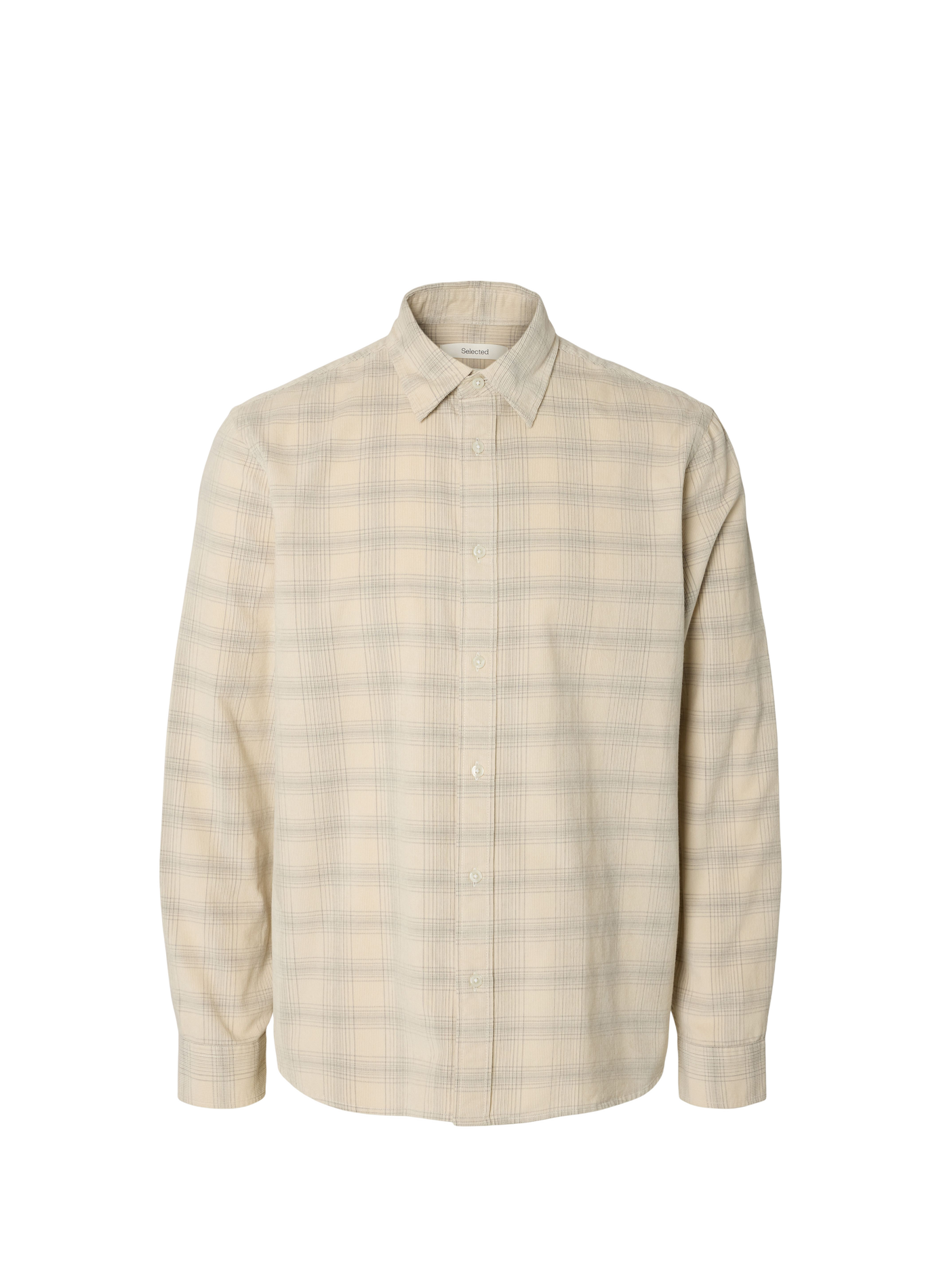 Camicia a quadri con colletto classico in cotone SELECTED Beige