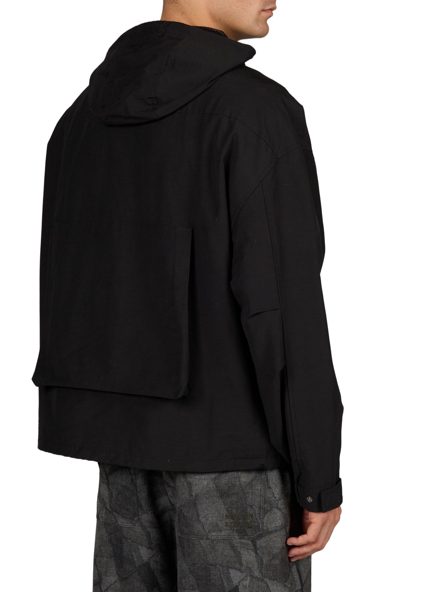 Cazadora recta con capucha de mezcla de algodón MAISON KITSUNÉ Negro