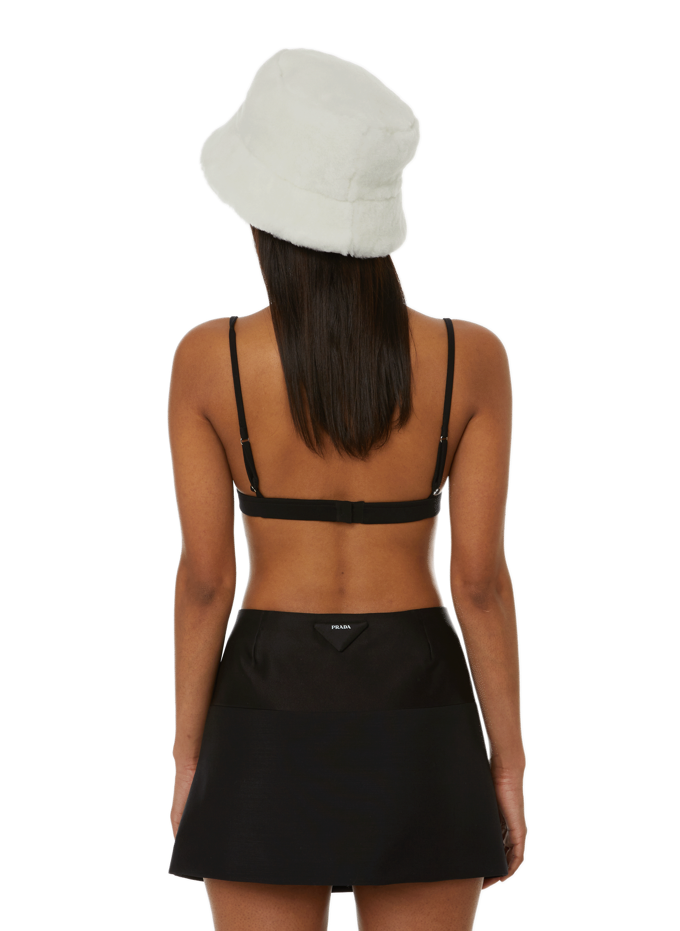 Furry bucket hat PRADA White